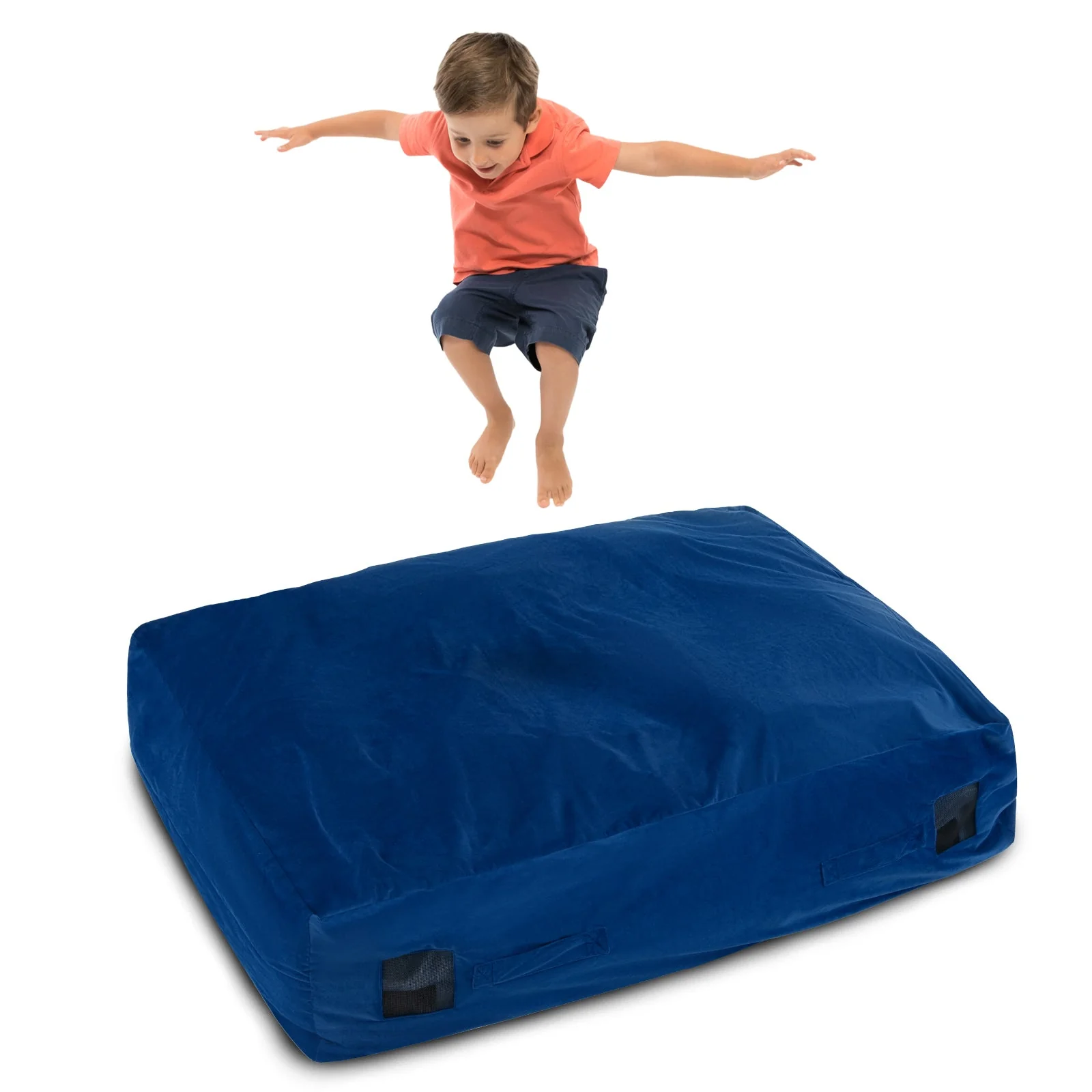 47 x 35.5 Inch Crash Pad Sensory Mat with Foam Blocks and Washable Cover-Blue - Image 4