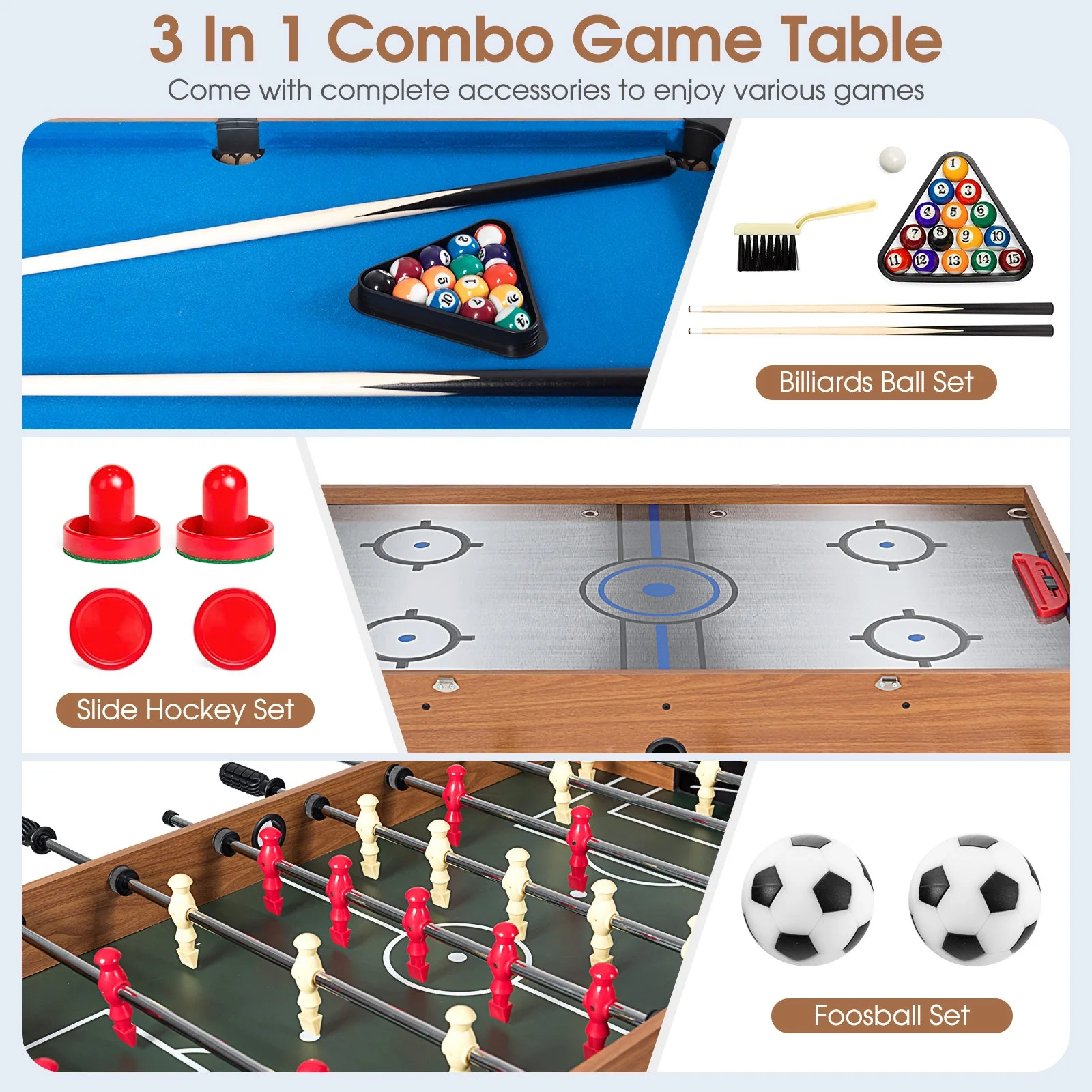 48 Inch 3-In-1 Multi Combo Game Table with Soccer for Game Rooms - Image 7