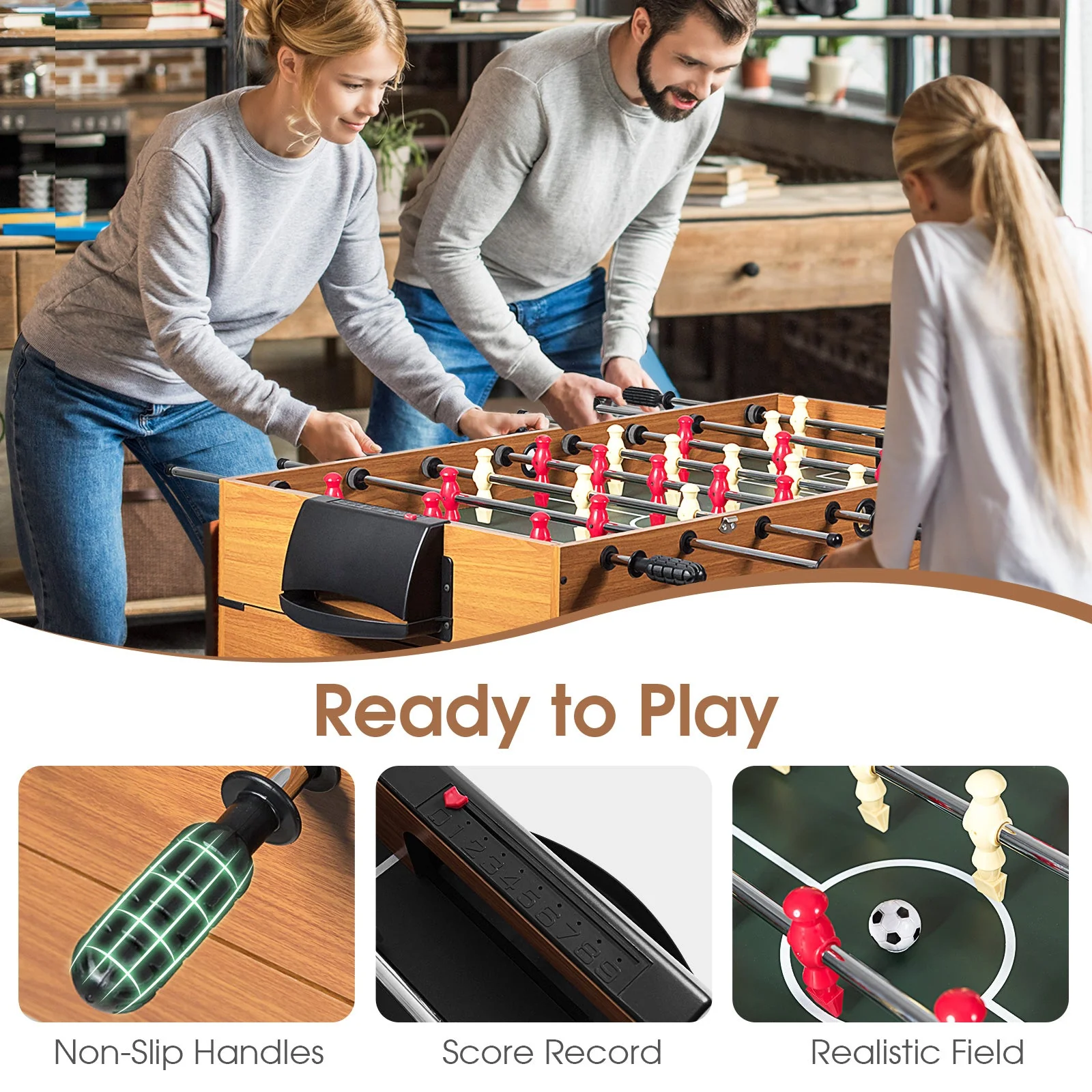 48 Inch 3-In-1 Multi Combo Game Table with Soccer for Game Rooms - Image 8