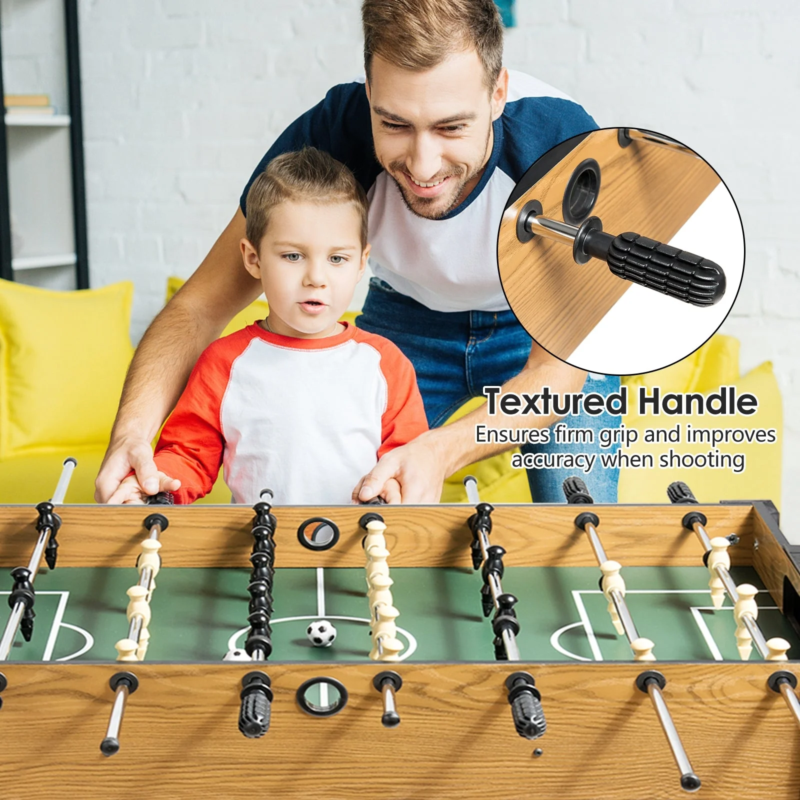 48 Inch Competition Sized Home Recreation Wooden Foosball Table-Brown - Image 7