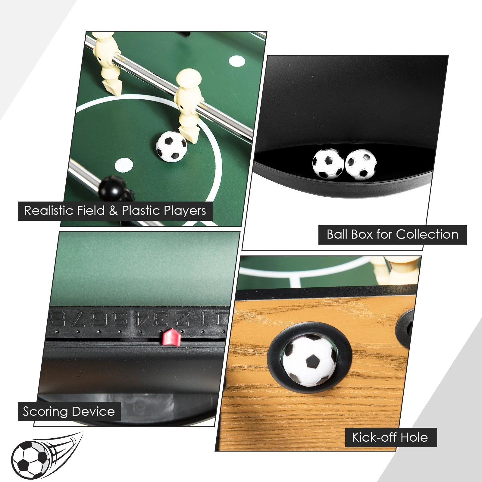 48 Inch Competition Sized Home Recreation Wooden Foosball Table-Brown - Image 8