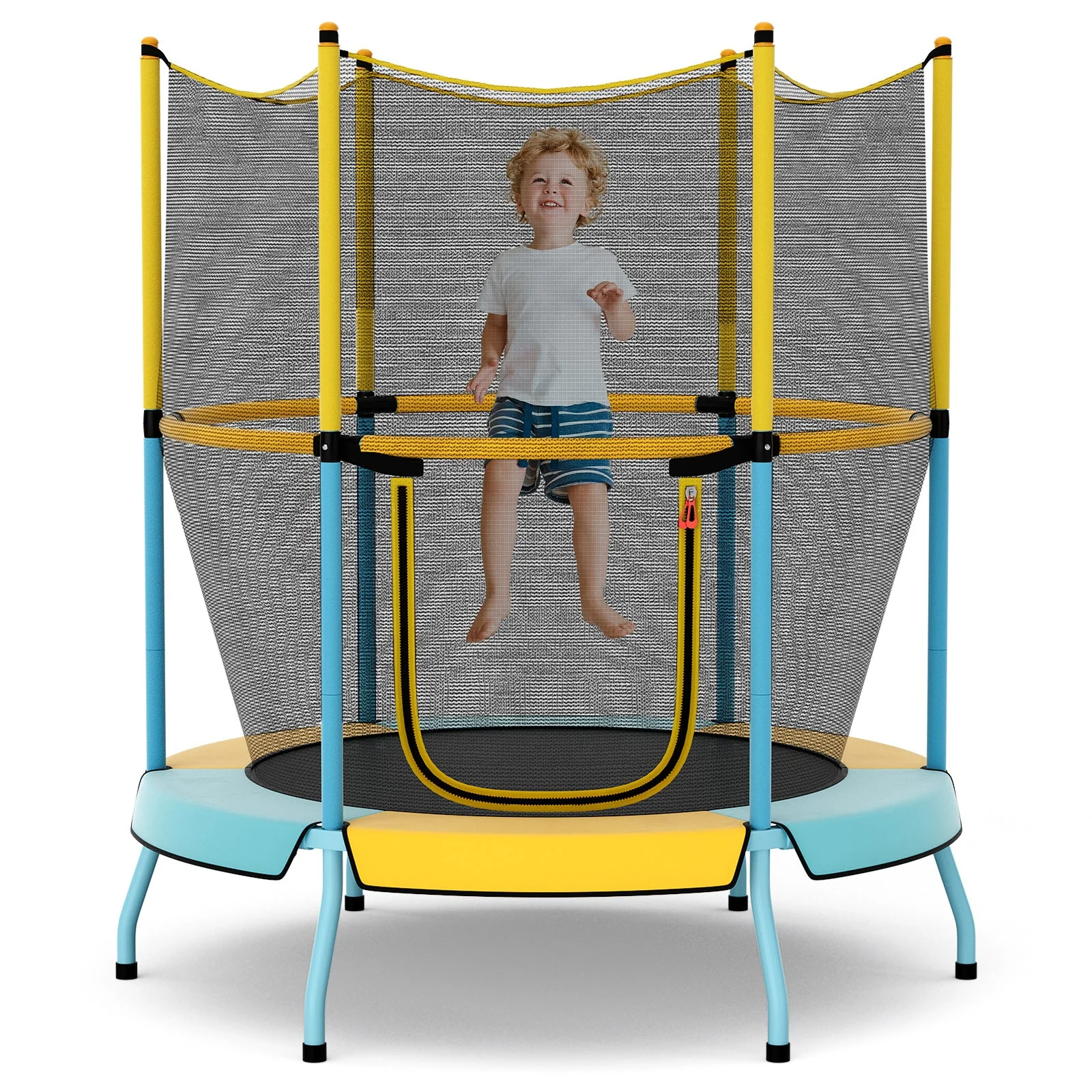 48 Inch Toddler Trampoline with Safety Enclosure Net-Yellow - Image 2