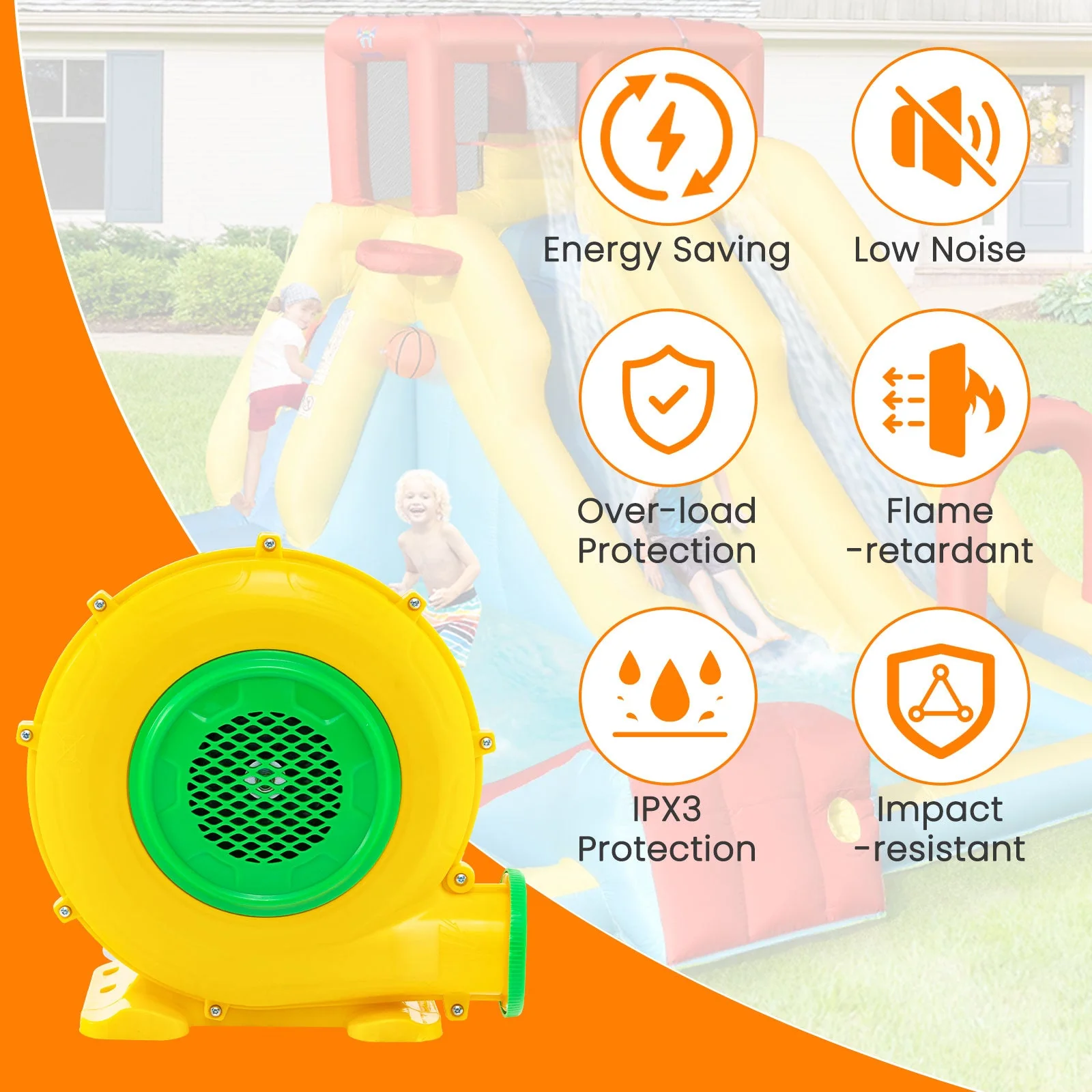 480W Air Blower Air Pump Fan with Convenient Handle and Ground Stakes-480W - Image 5
