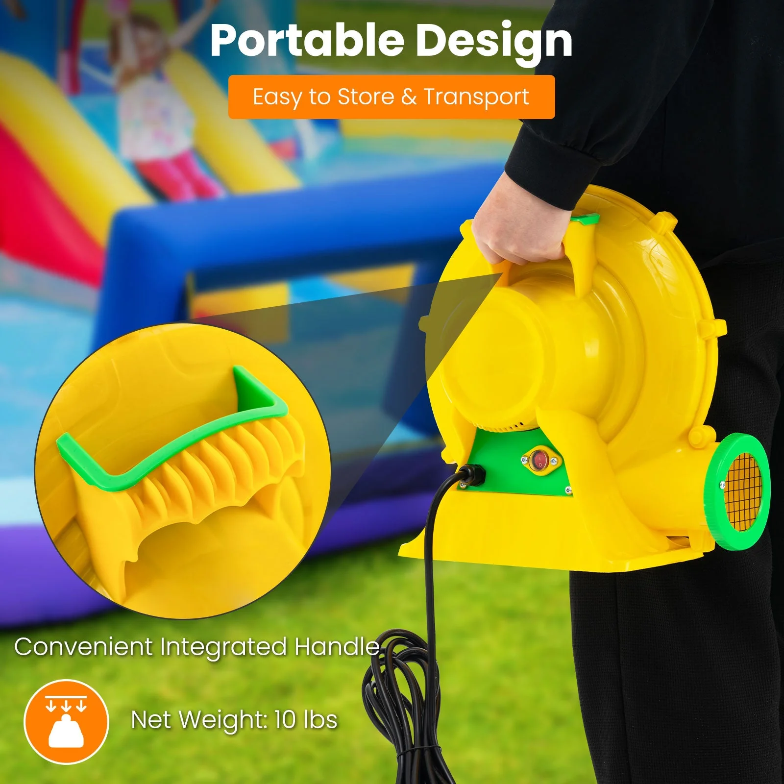 480W Air Blower Air Pump Fan with Convenient Handle and Ground Stakes-480W - Image 6