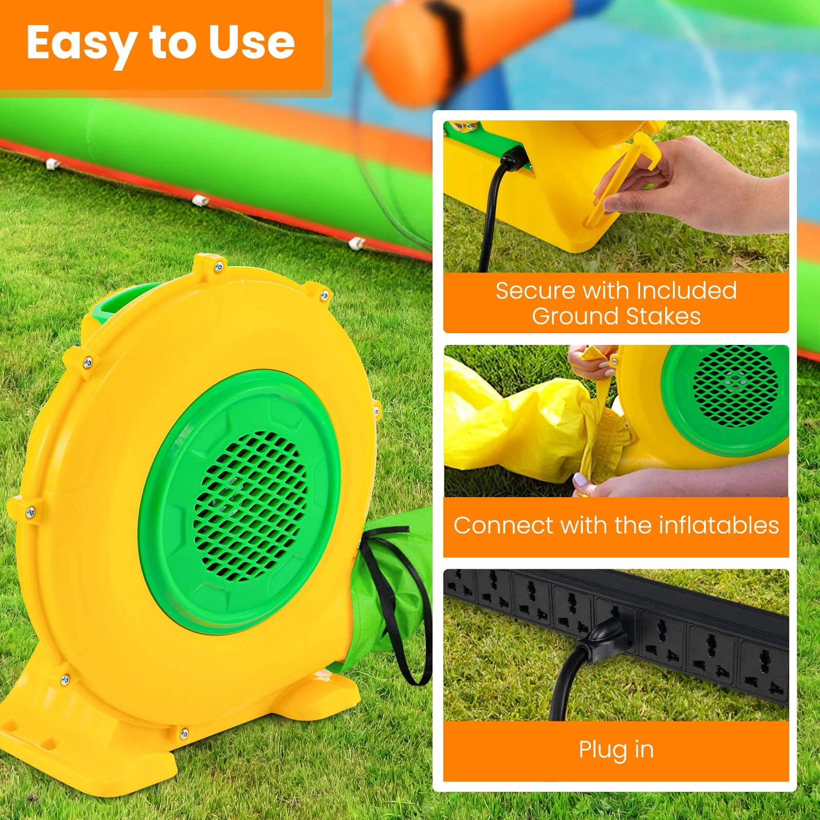480W Air Blower Air Pump Fan with Convenient Handle and Ground Stakes-480W - Image 8