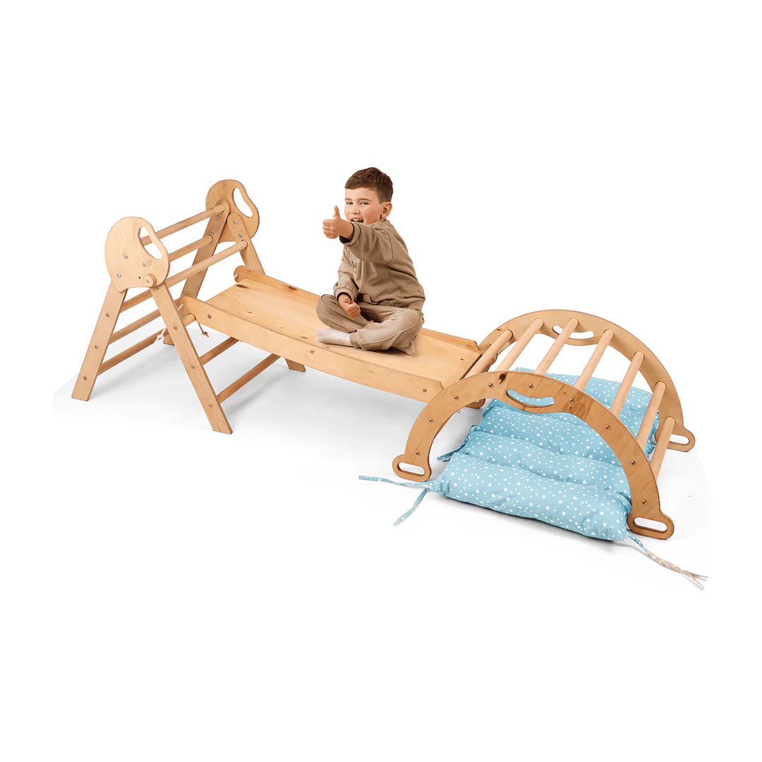 4in1 Montessori Climbing Set: Pikler Triangle, Arch, Slide Board, and Cushion for Toddlers (1–3 Years) - Image 11