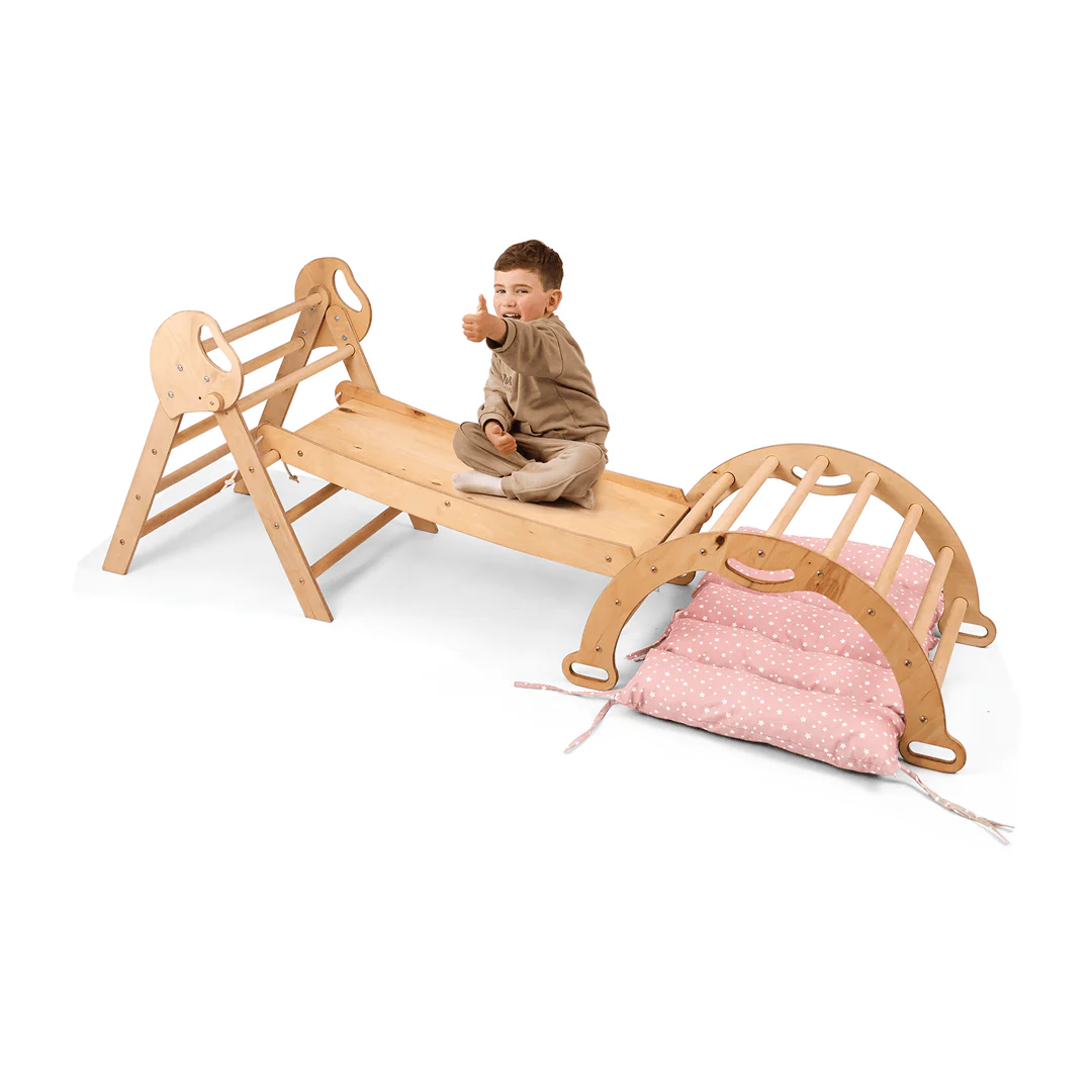 4in1 Montessori Climbing Set: Pikler Triangle, Arch, Slide Board, and Cushion for Toddlers (1–3 Years) - Image 12