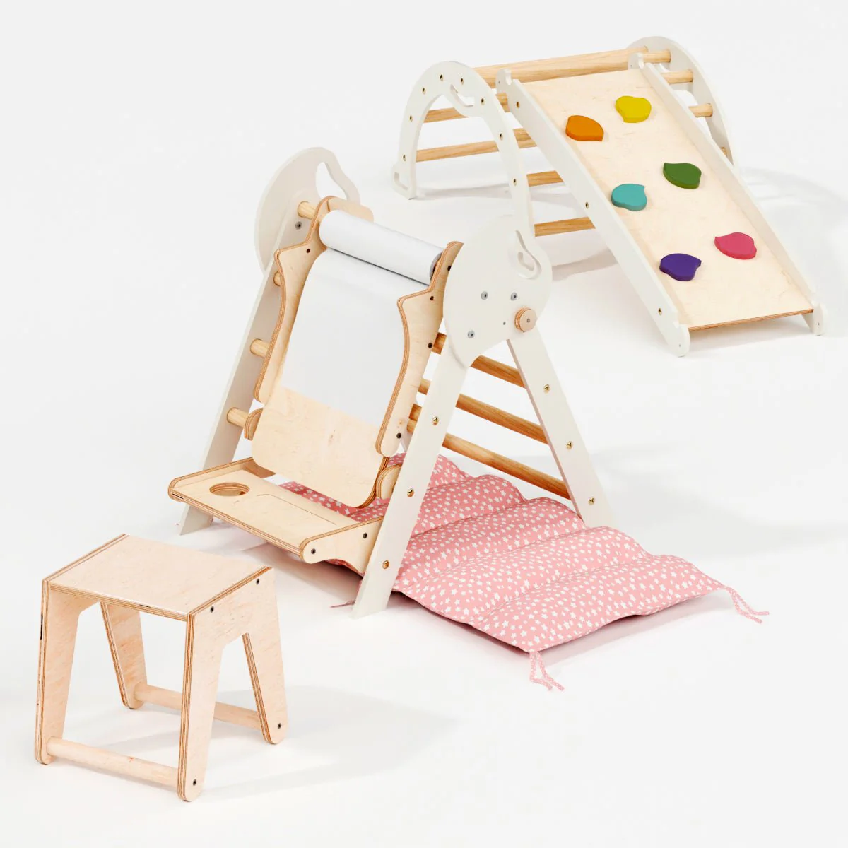 4in1 Montessori Climbing Set: Pikler Triangle, Arch, Slide Board, and Cushion for Toddlers (1–3 Years) - Image 14