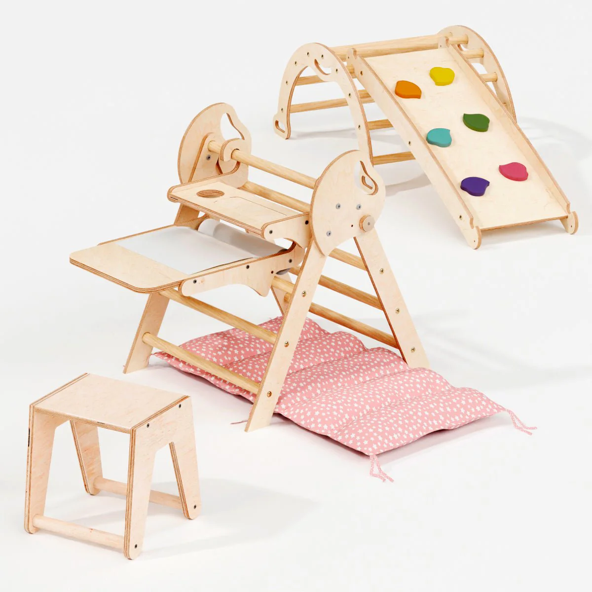 4in1 Montessori Climbing Set: Pikler Triangle, Arch, Slide Board, and Cushion for Toddlers (1–3 Years) - Image 17