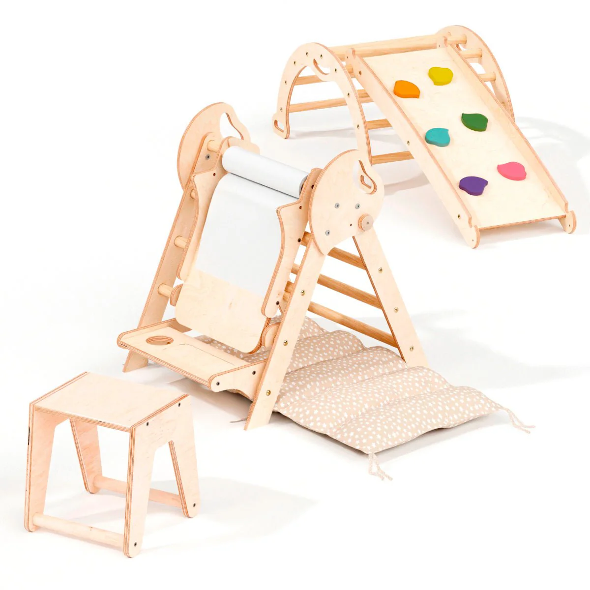 4in1 Montessori Climbing Set: Pikler Triangle, Arch, Slide Board, and Cushion for Toddlers (1–3 Years) - Image 21