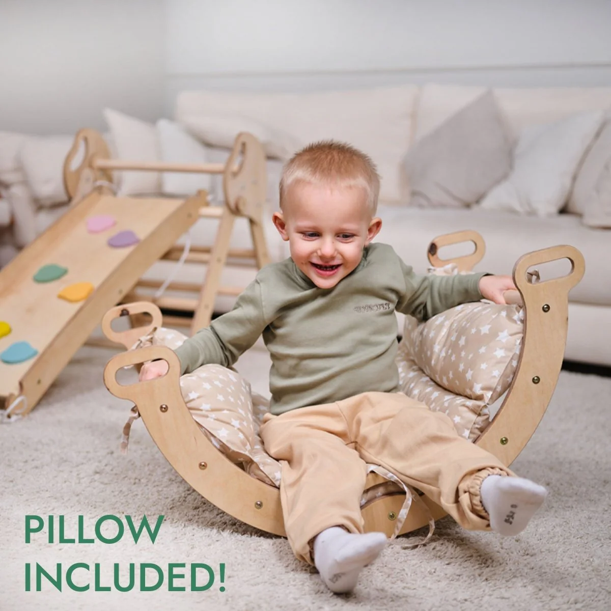 4in1 Montessori Climbing Set: Pikler Triangle, Arch, Slide Board, and Cushion for Toddlers (1–3 Years) - Image 4