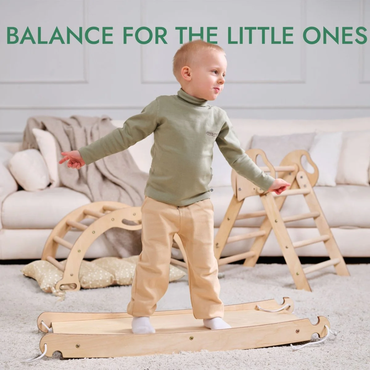 4in1 Montessori Climbing Set: Pikler Triangle, Arch, Slide Board, and Cushion for Toddlers (1–3 Years) - Image 5