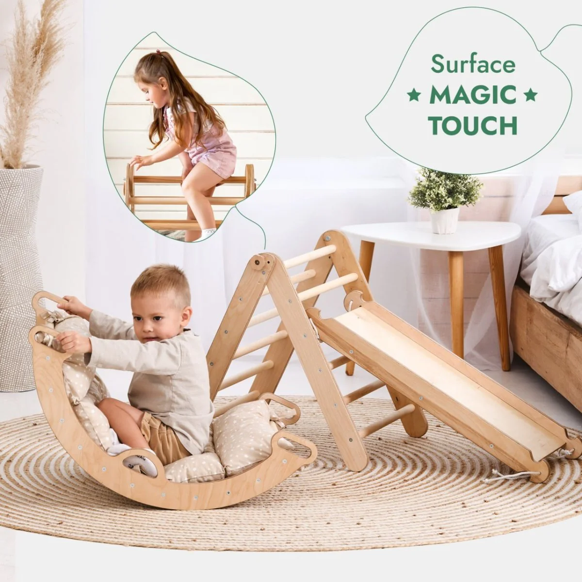 4in1 Montessori Climbing Set: Triangle Ladder + Climbing Arch + Slide Board + Cushion (1-3 y.o) - Image 6