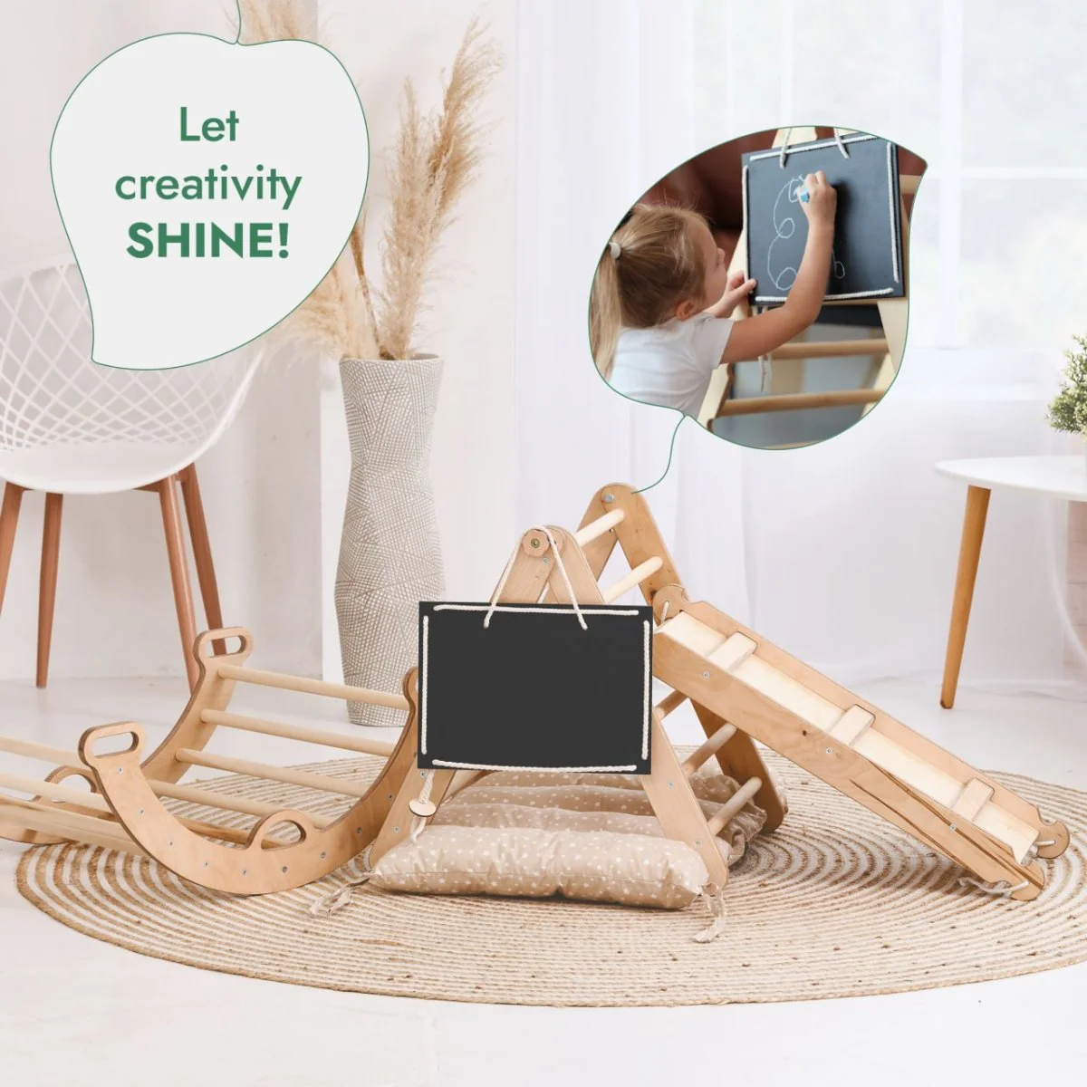 4in1 Montessori Climbing Set: Triangle Ladder + Climbing Arch + Slide Board + Cushion (1-3 y.o) - Image 8