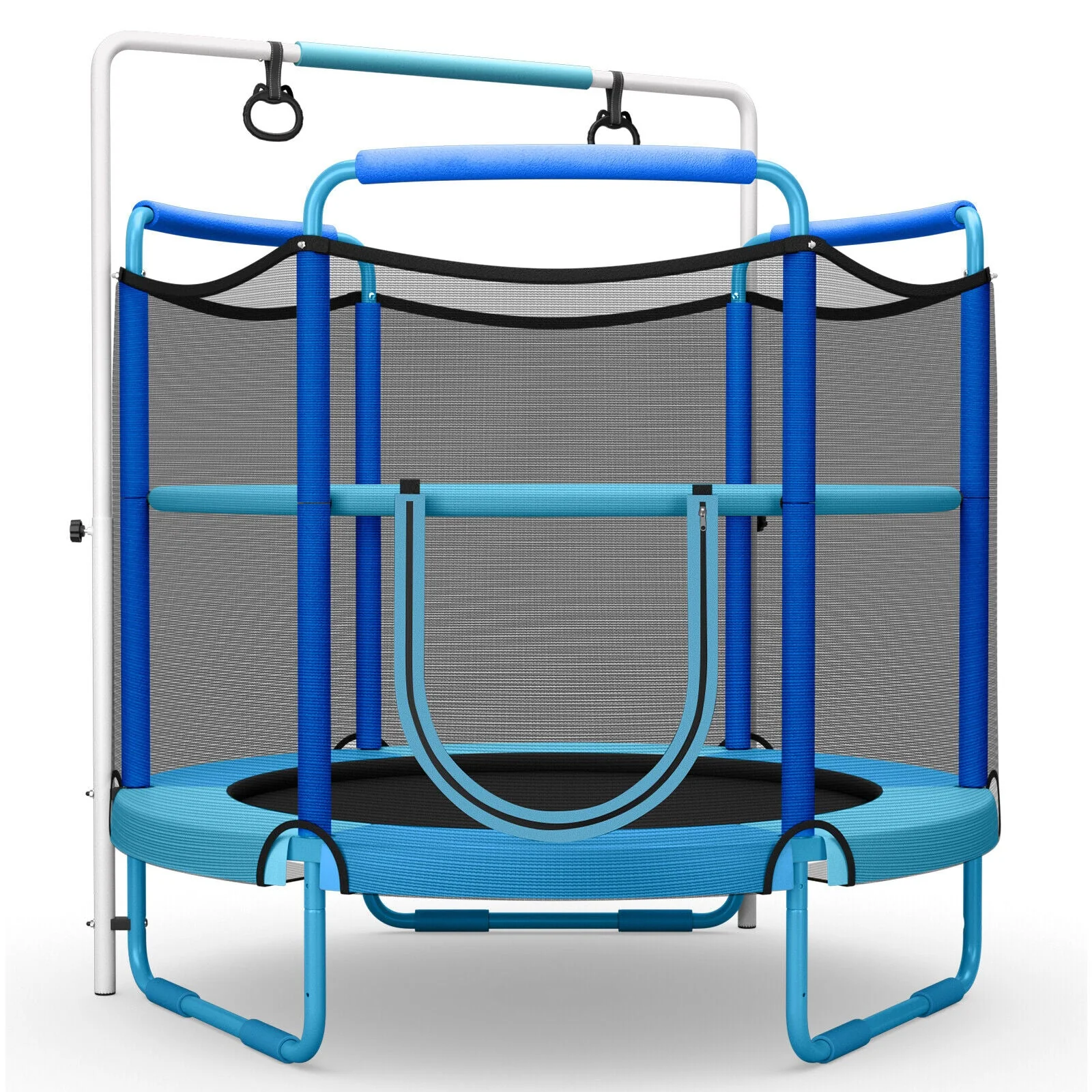 5 Feet Kids 3-in-1 Game Trampoline with Enclosure Net Spring Pad-Blue - Image 3