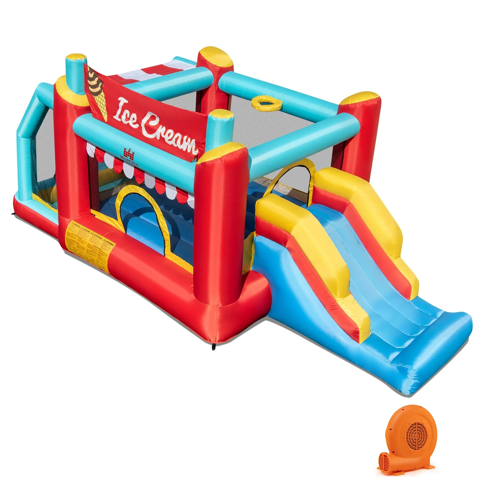 5-in-1 Ice Cream Inflatable Bounce House with Ball Pit and Slide with 520W Blower - Image 2