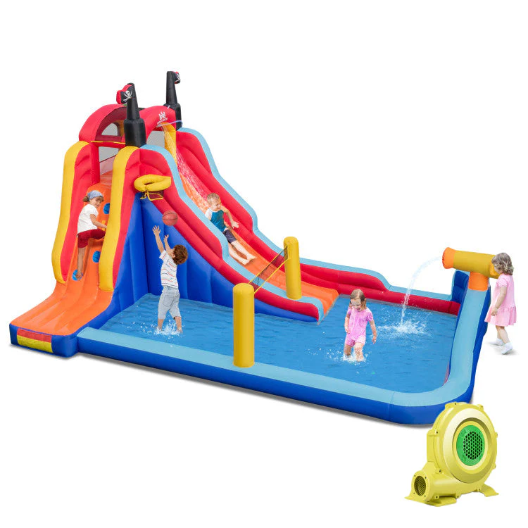 5-in-1 Inflatable Bounce House with 2 Water Slides and Large Splash Pool With 735W Blower - Image 2