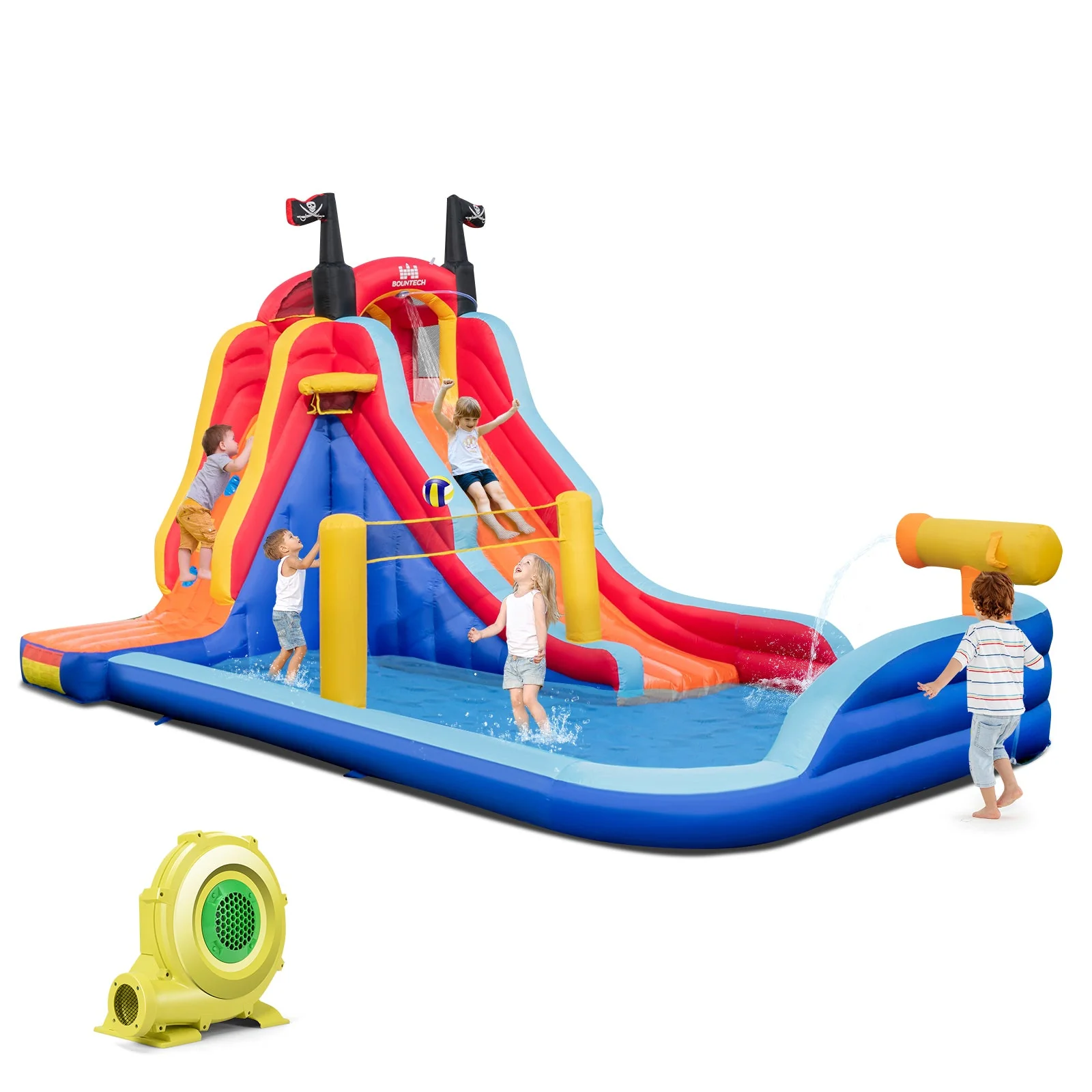 5-in-1 Inflatable Bounce House with 2 Water Slides and Large Splash Pool With 735W Blower - Image 3