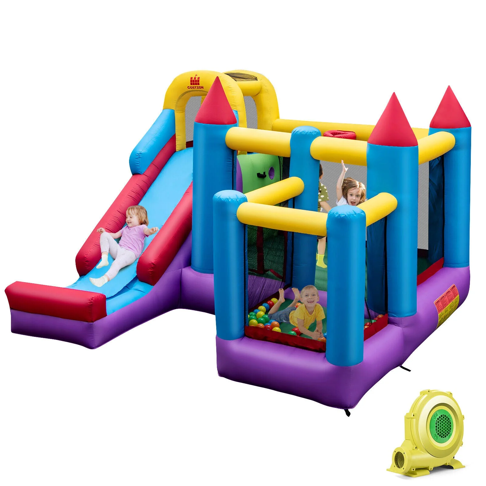 5-in-1 Inflatable Bounce House with 735W Blower and 50 Ocean Balls - Image 4