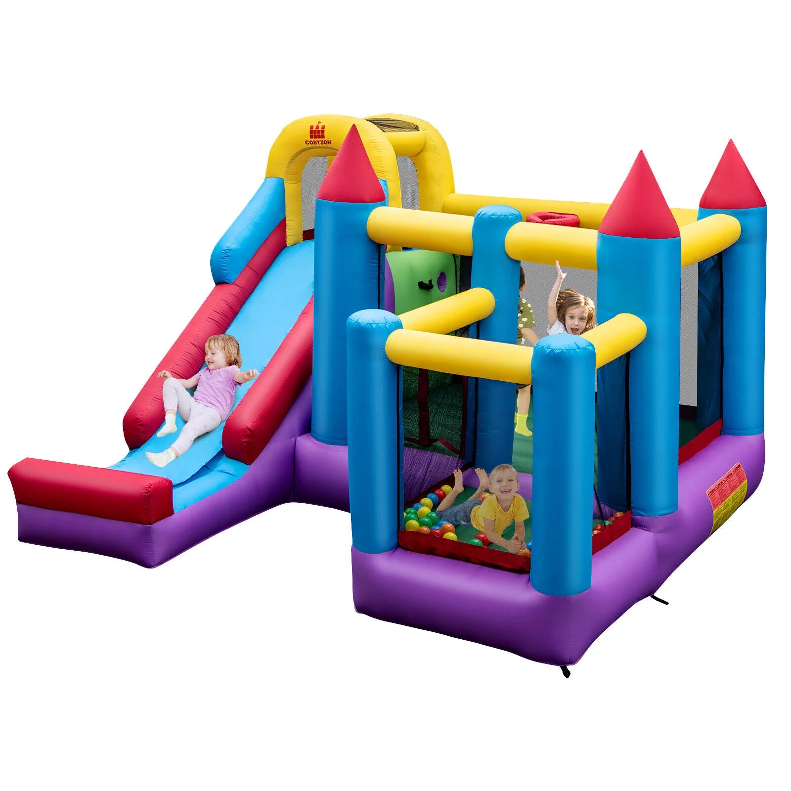 5-in-1 Inflatable Bounce House with 735W Blower and 50 Ocean Balls - Image 7