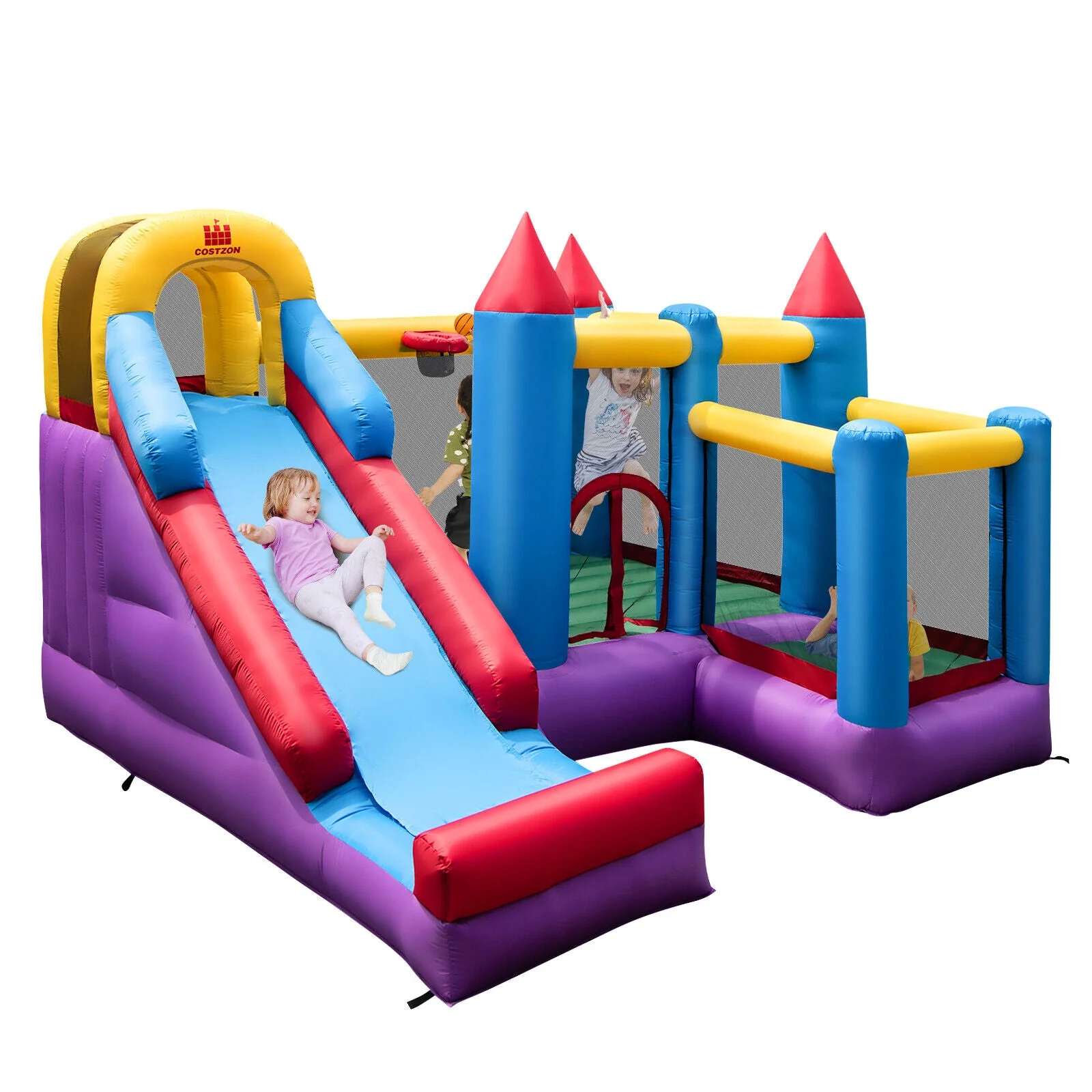 5-in-1 Inflatable Bounce House with 735W Blower and 50 Ocean Balls - Image 8
