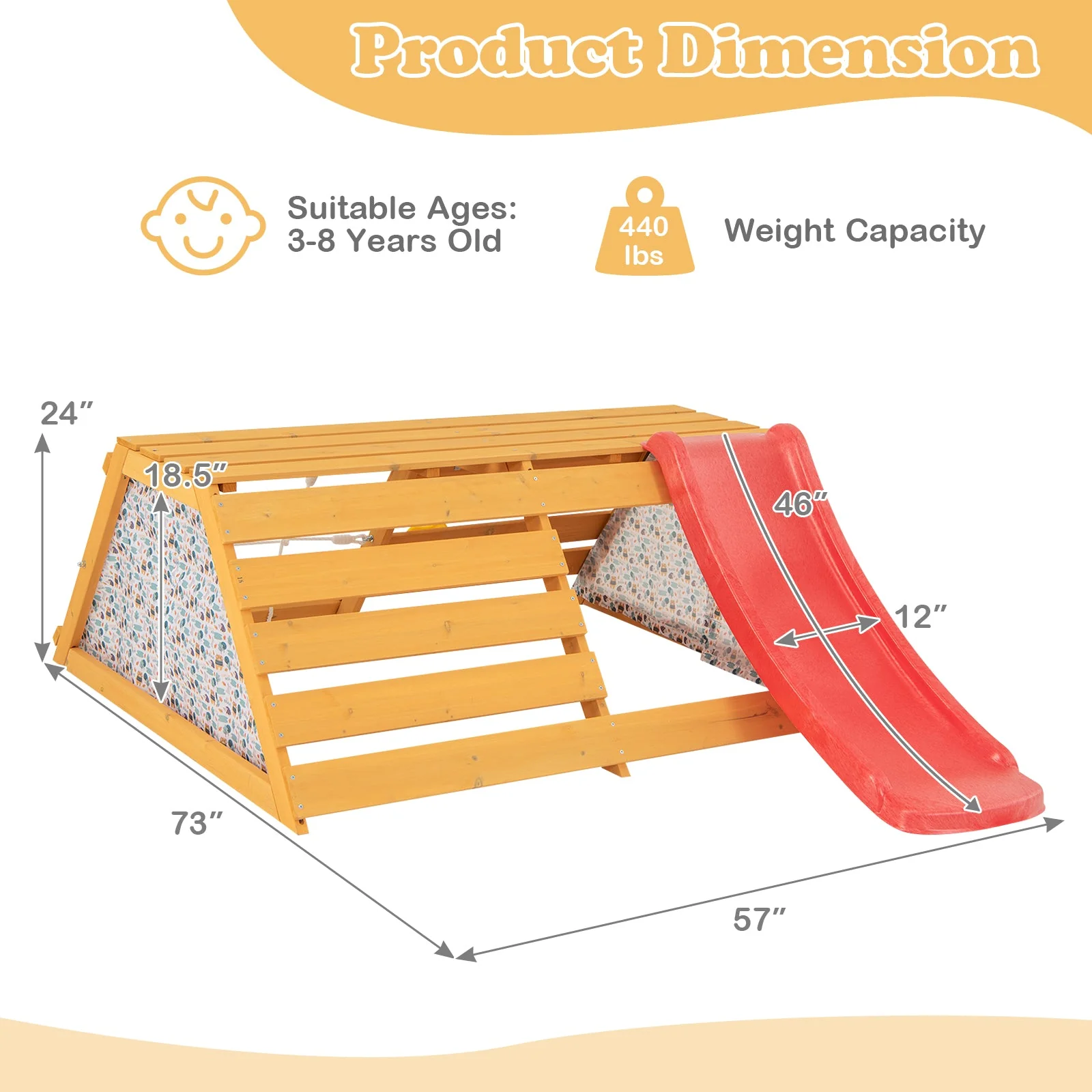 5-in-1 Jungle Gym Wooden Indoor Playground with Slide Rock Climbing Wall Rope Wall Climber - Image 5