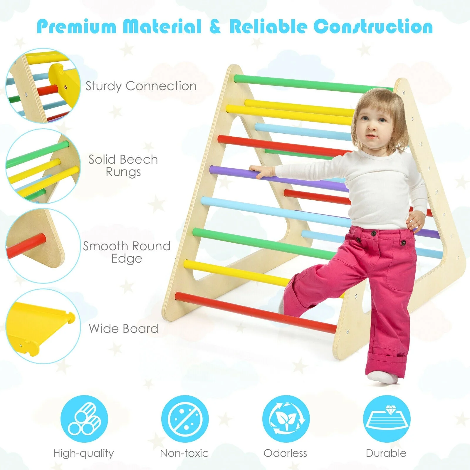 5 in 1 Kids Triangle Climber Play Gym Set with 2 Ramps - Image 5