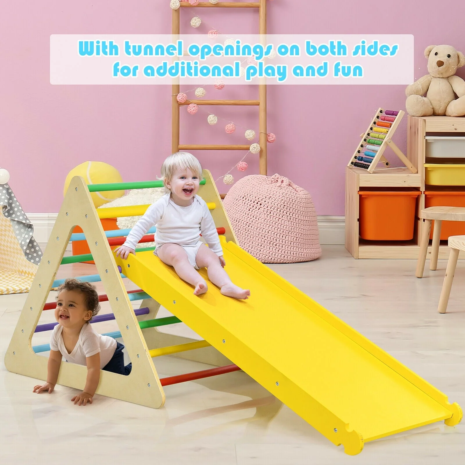 5 in 1 Kids Triangle Climber Play Gym Set with 2 Ramps - Image 7