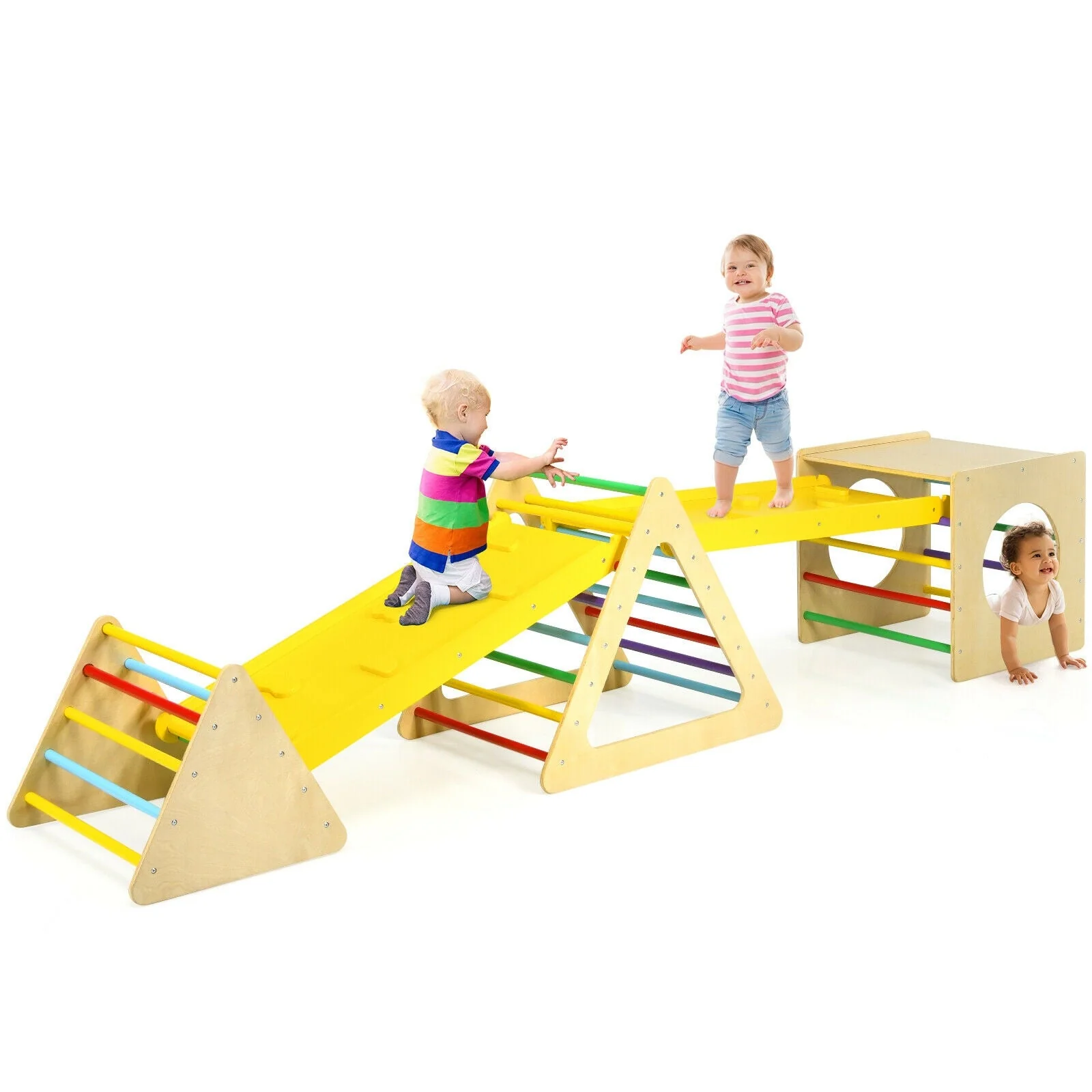 5 in 1 Kids Triangle Climber Play Gym Set with 2 Ramps - Image 8