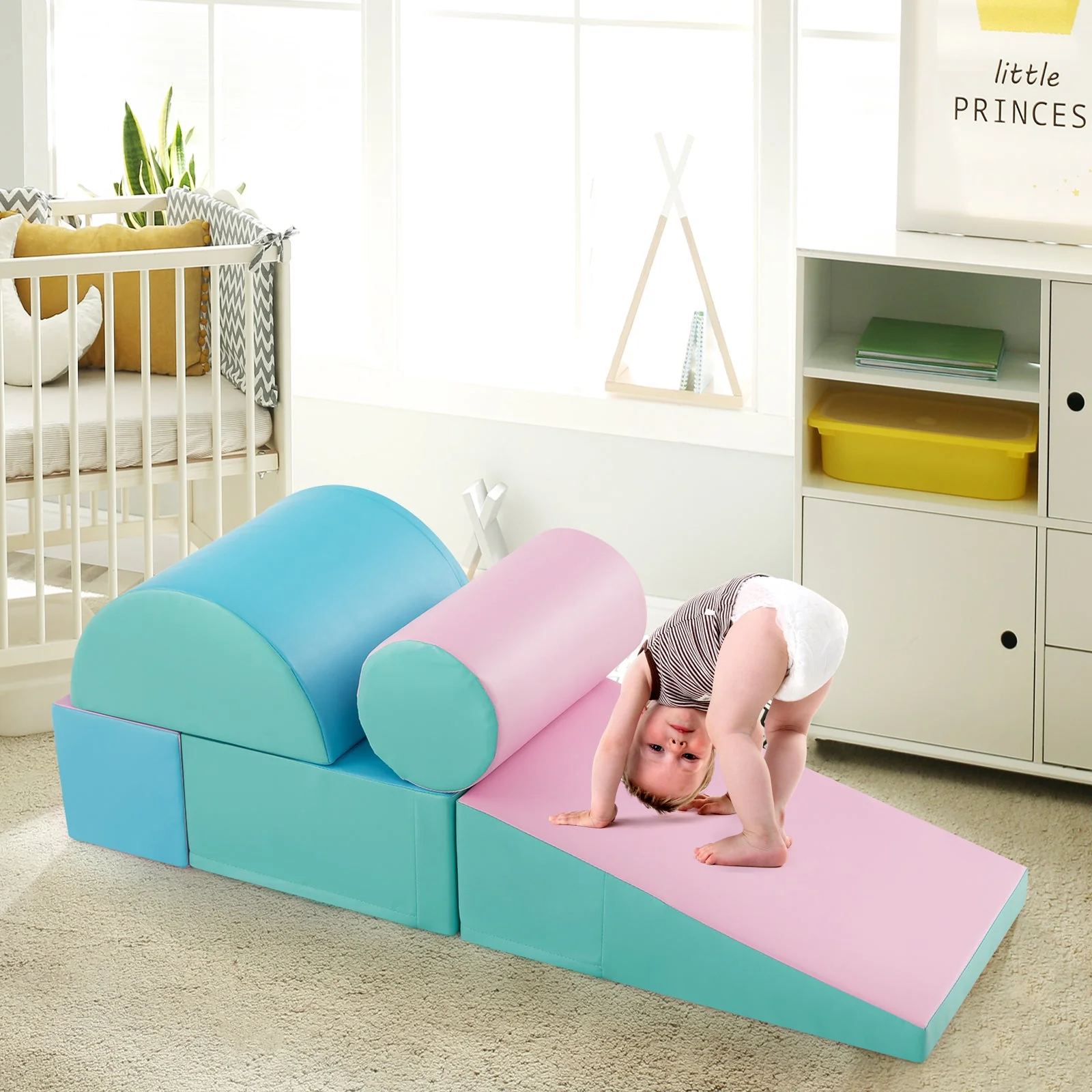 5-Piece Kids Climb and Crawl Activity Playset-Green - Image 2