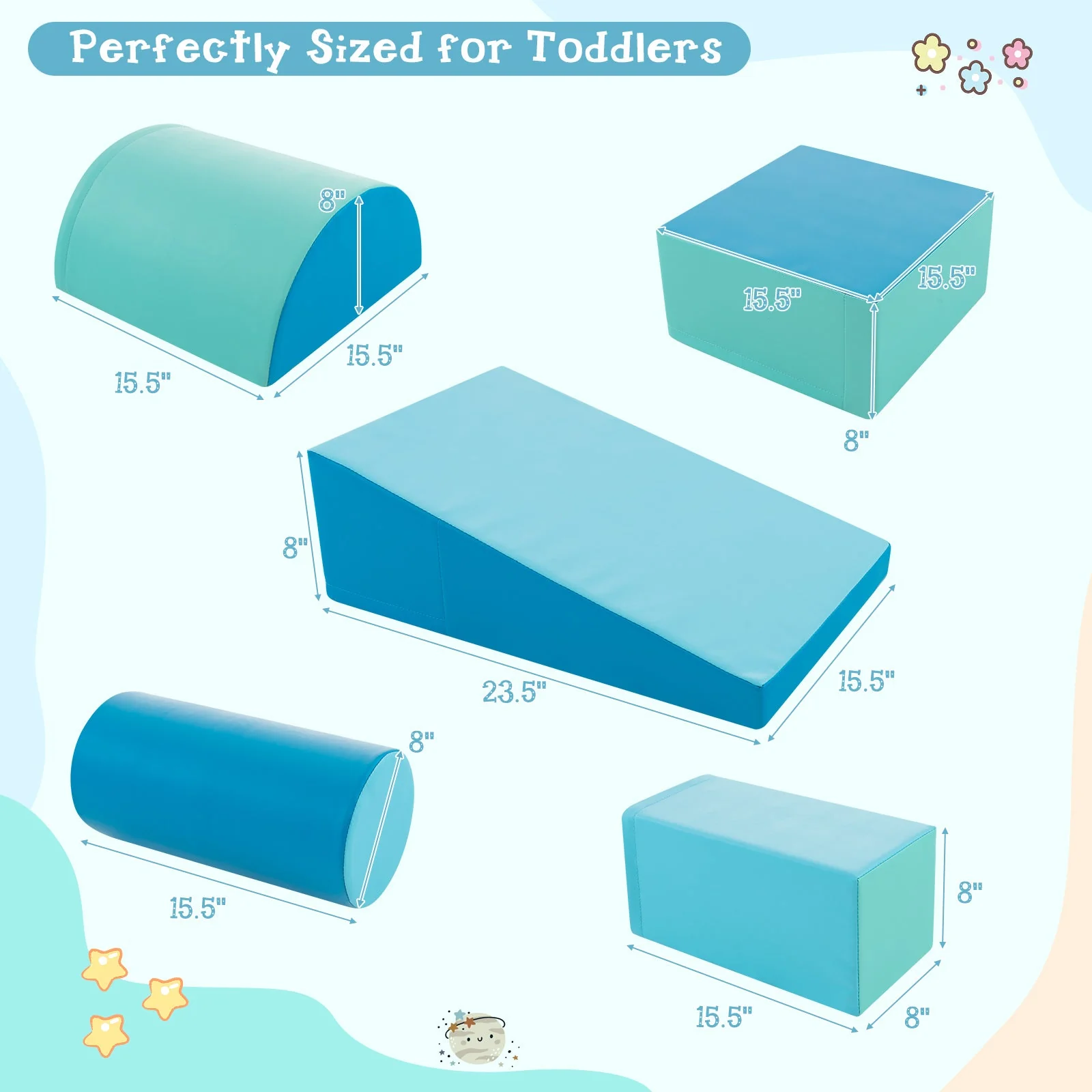 5-Piece Kids Climb and Crawl Activity Playset-Navy - Image 5