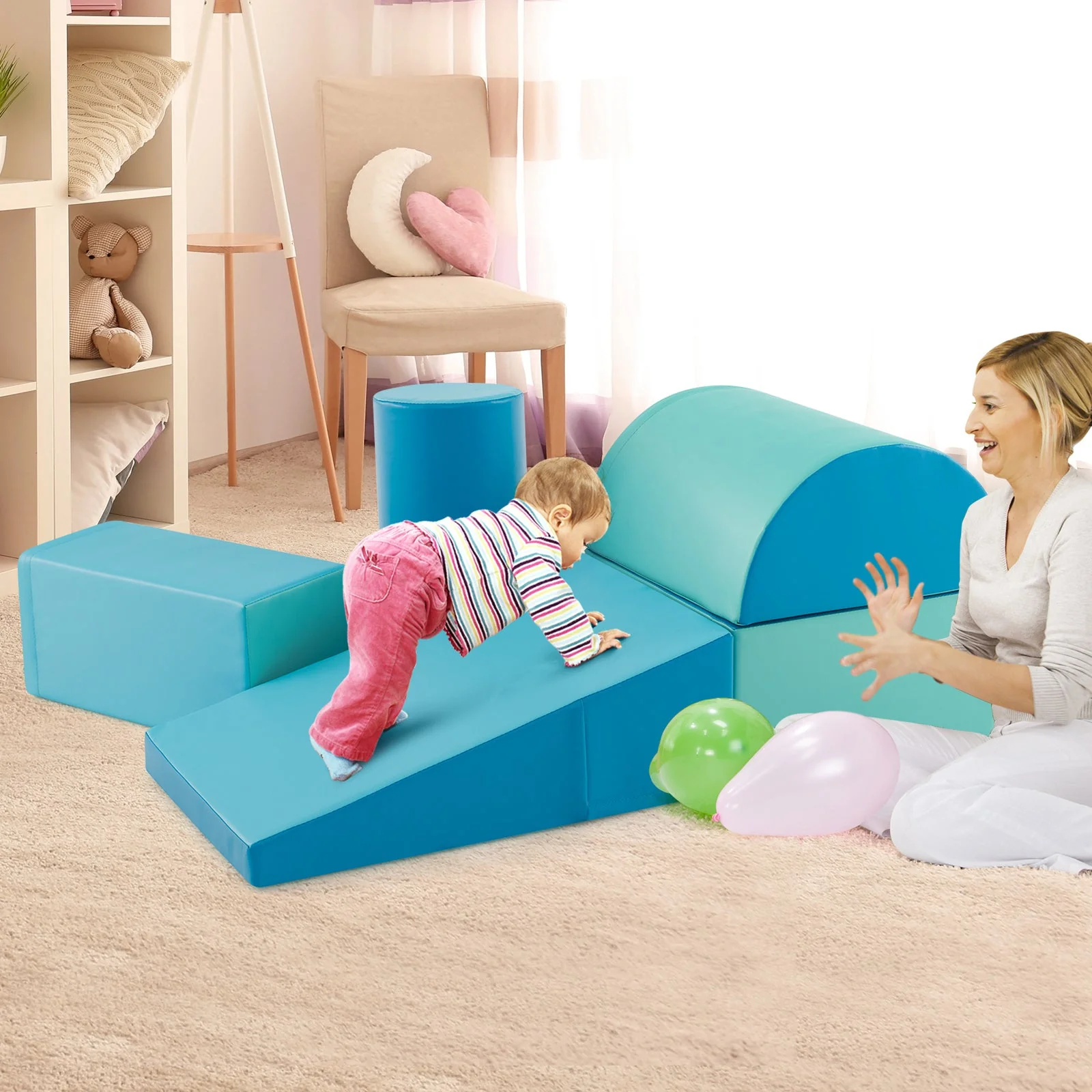 5-Piece Kids Climb and Crawl Activity Playset-Navy - Image 6