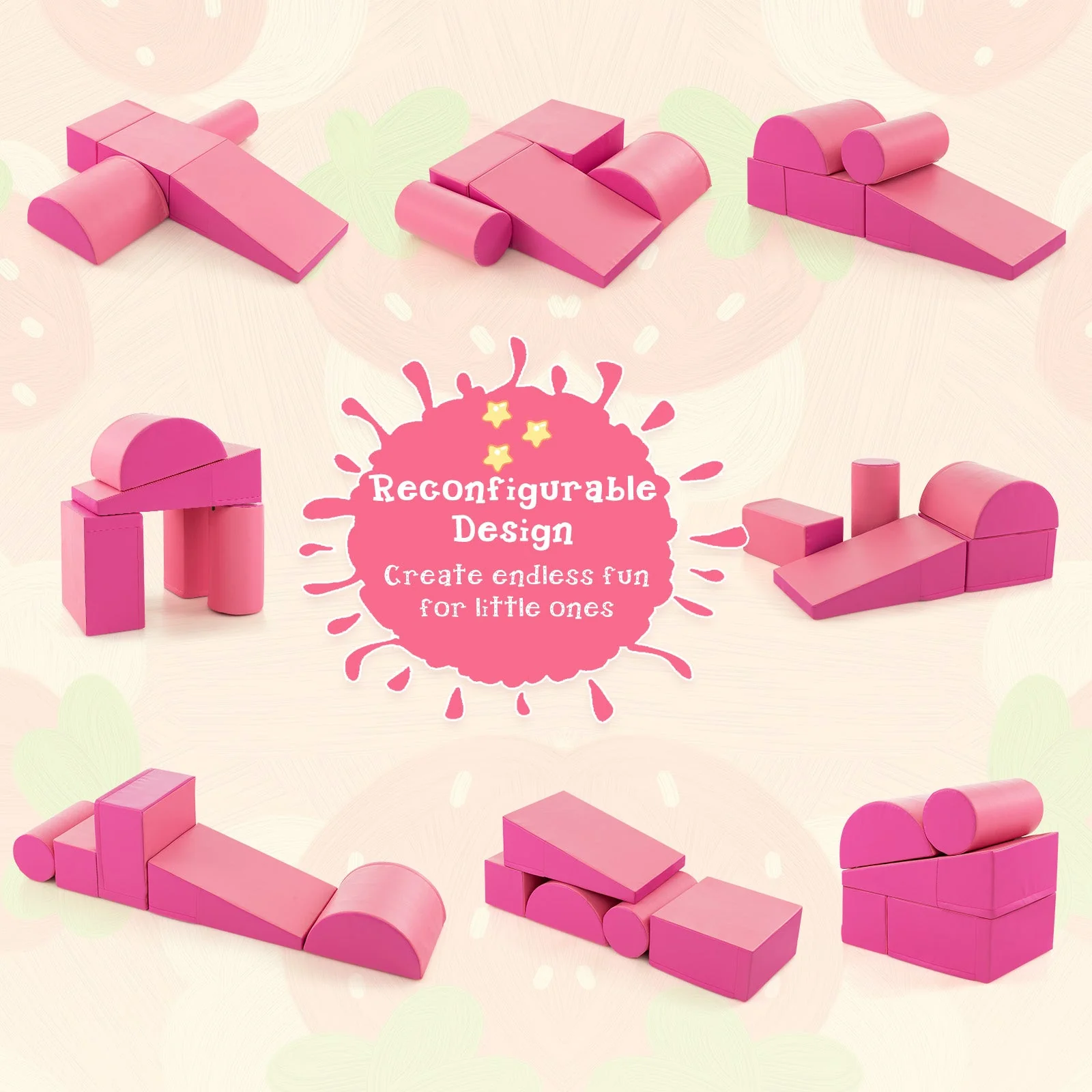 5-Piece Kids Climb and Crawl Activity Playset-Pink - Image 8