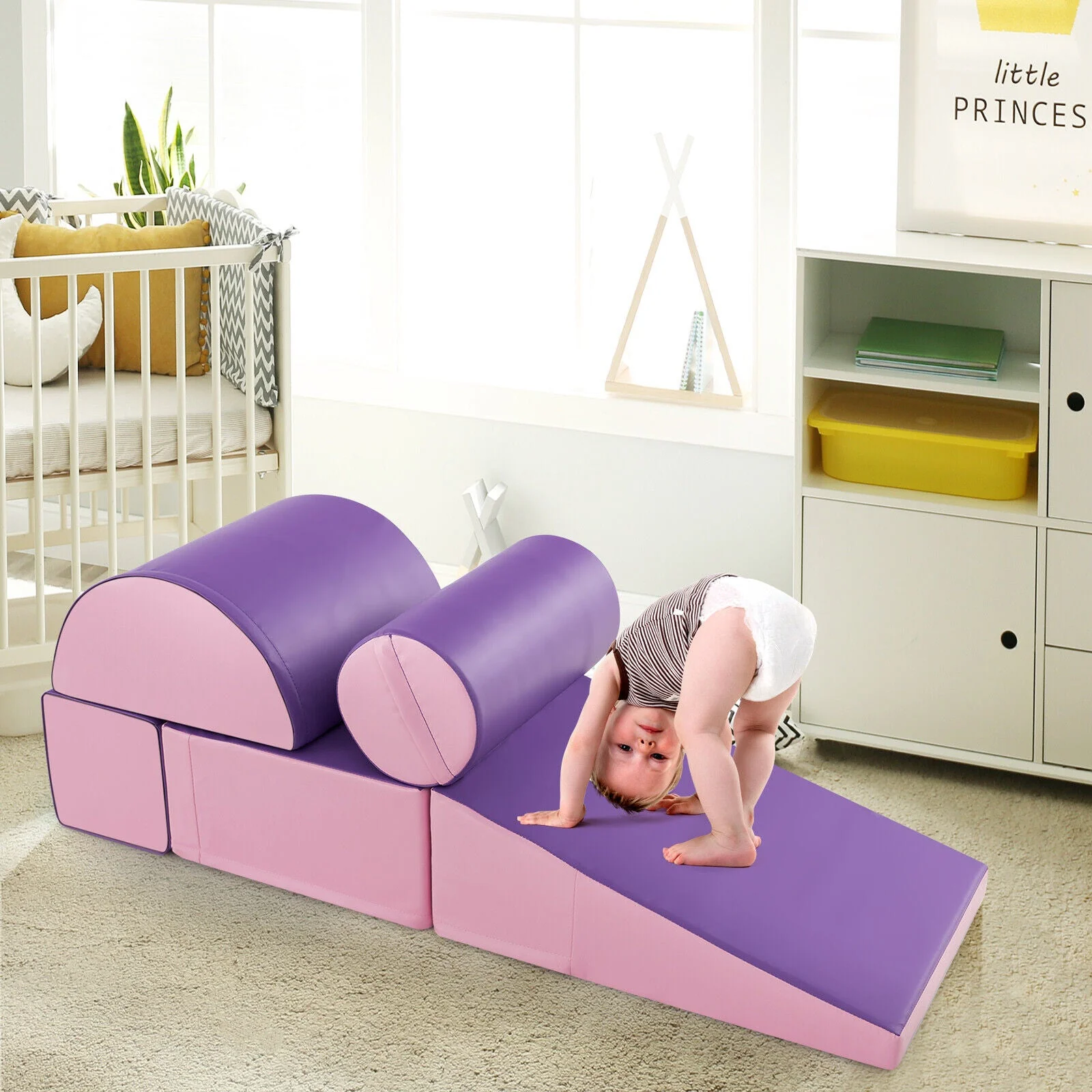 5-Piece Kids Climb and Crawl Activity Playset-Purple - Image 2