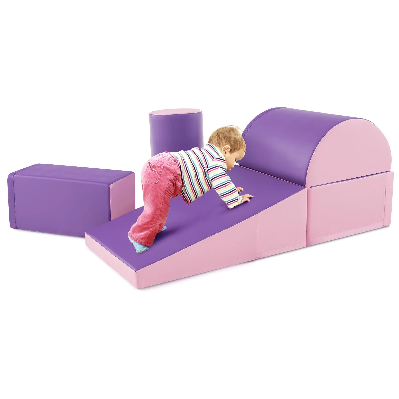 5-Piece Kids Climb and Crawl Activity Playset-Purple - Image 4