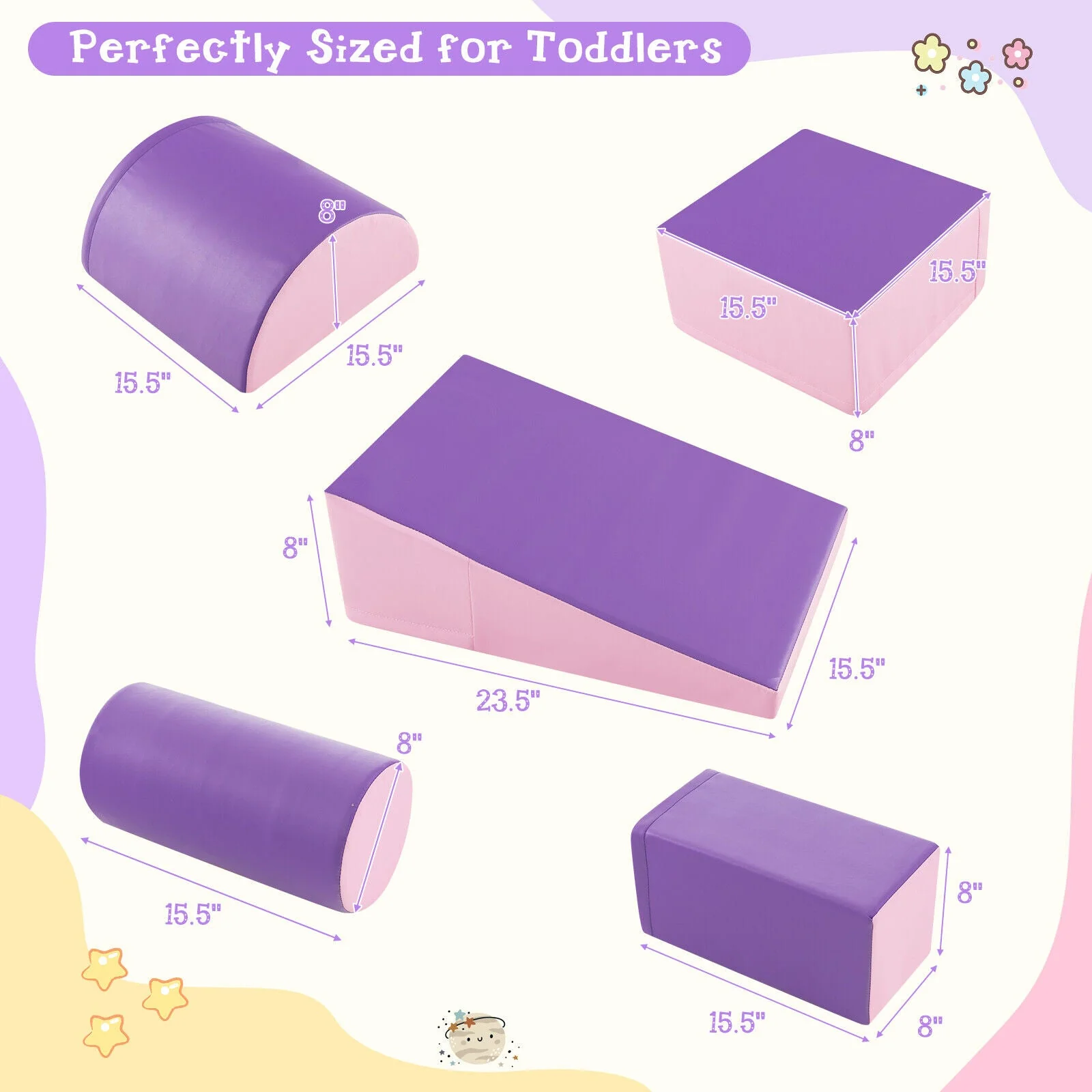 5-Piece Kids Climb and Crawl Activity Playset-Purple - Image 5