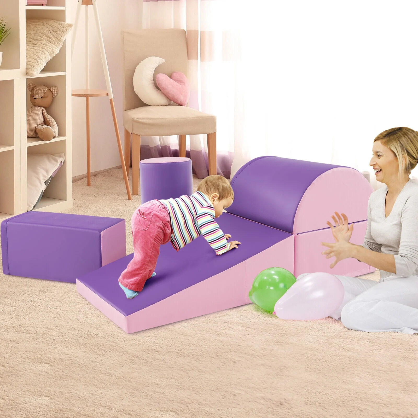 5-Piece Kids Climb and Crawl Activity Playset-Purple - Image 6