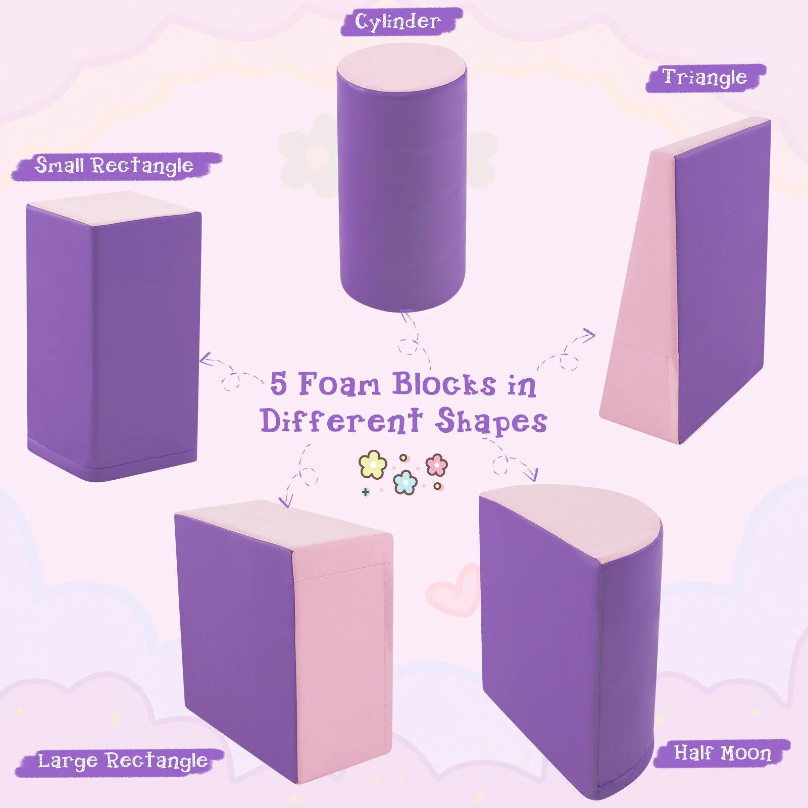5-Piece Kids Climb and Crawl Activity Playset-Purple - Image 8