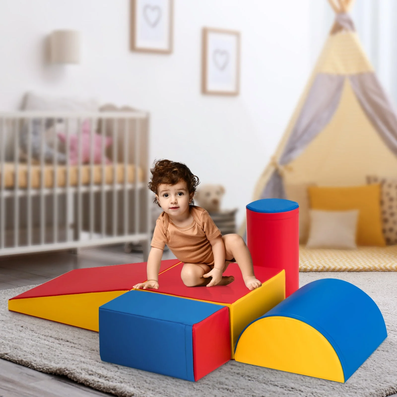5-Piece Set Climb Activity Play Safe Foam Blocks-Red - Image 2