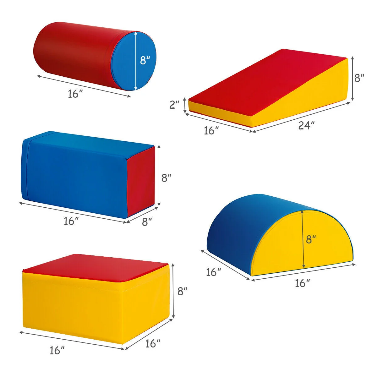 5-Piece Set Climb Activity Play Safe Foam Blocks-Red - Image 5