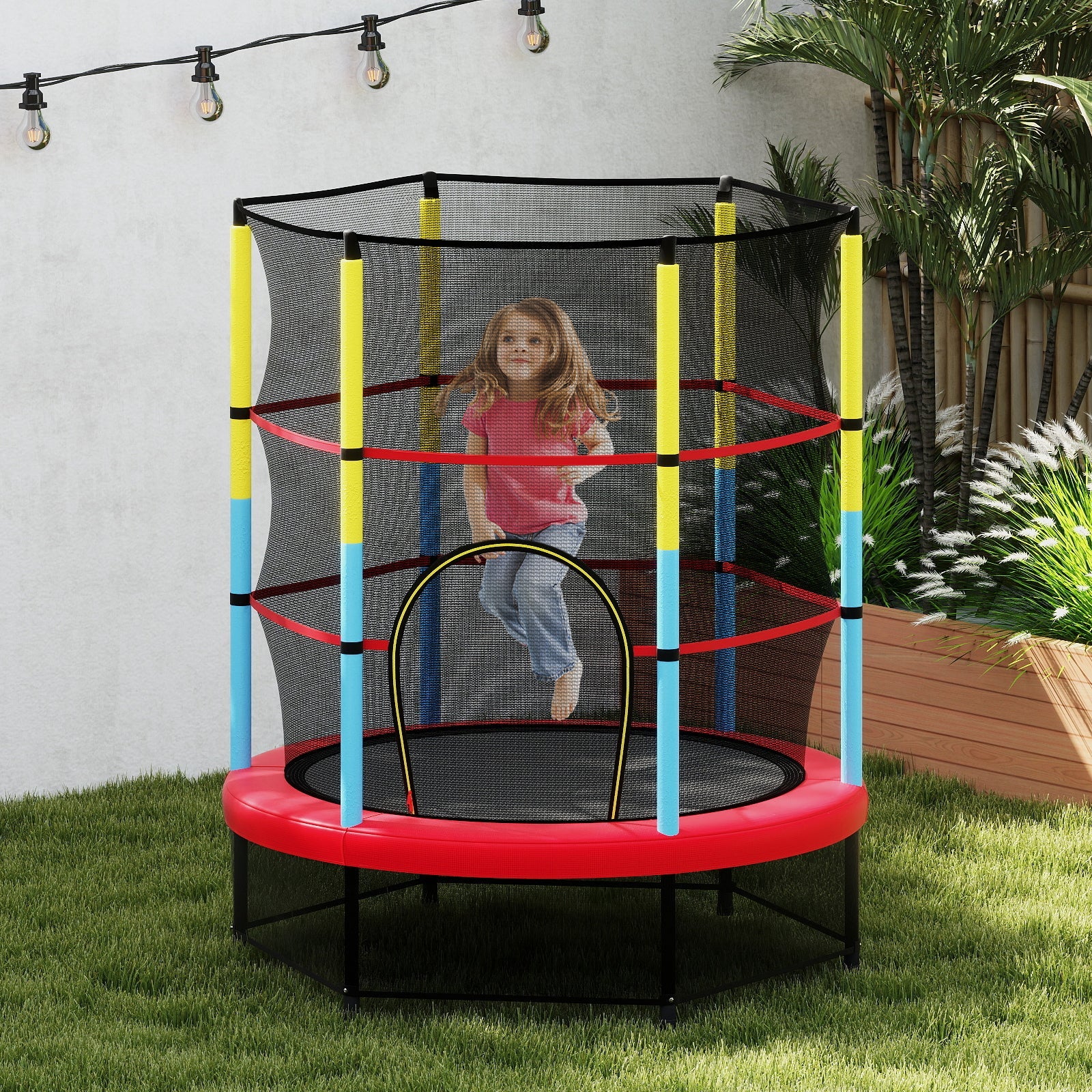 55 Inch Mini Trampoline for Kids with Safety Enclosure Net for Indoor Outdoor - Image 2