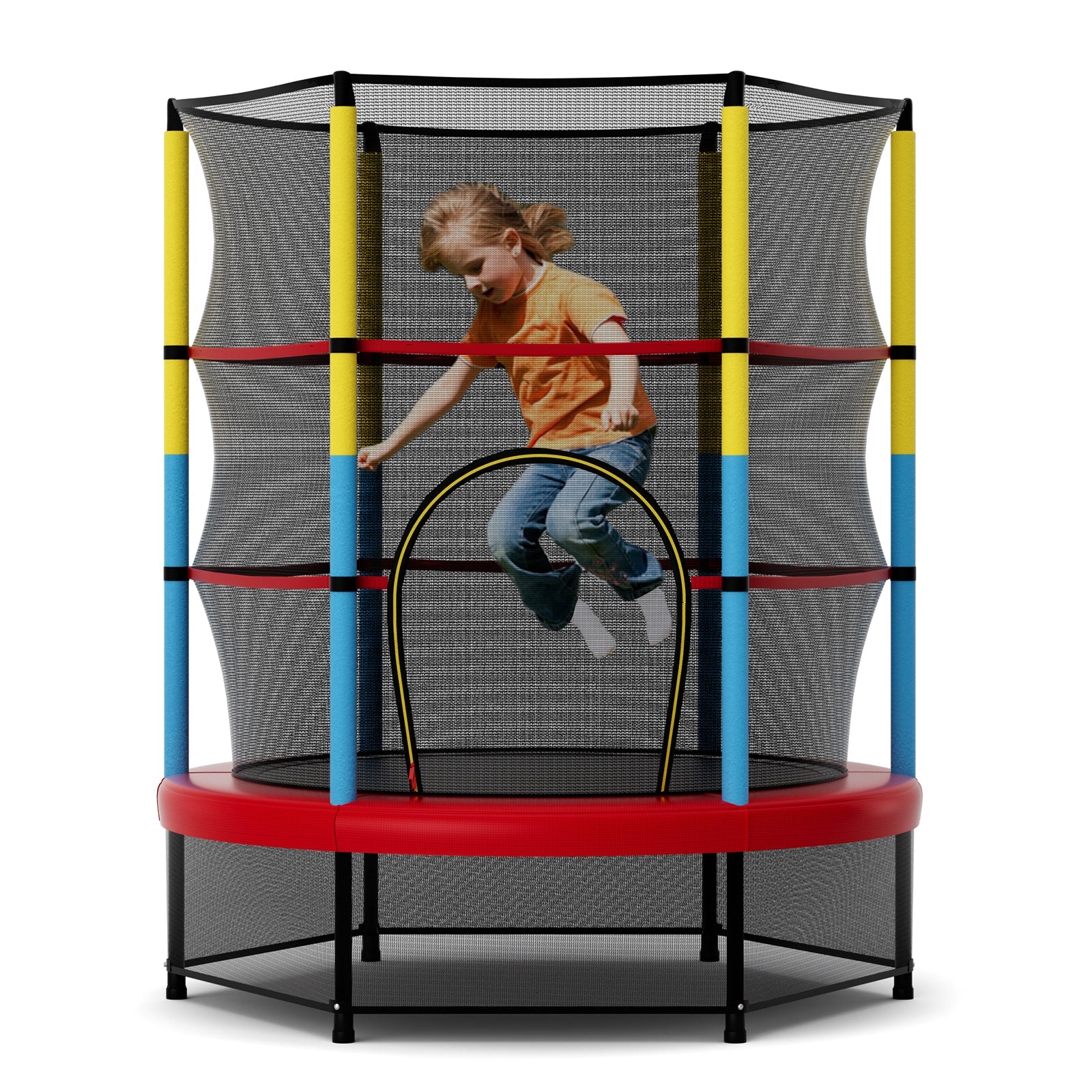 55 Inch Mini Trampoline for Kids with Safety Enclosure Net for Indoor Outdoor - Image 4