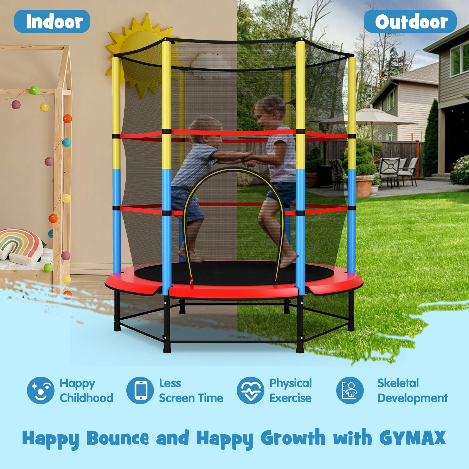 55 Inch Mini Trampoline for Kids with Safety Enclosure Net for Indoor Outdoor - Image 6