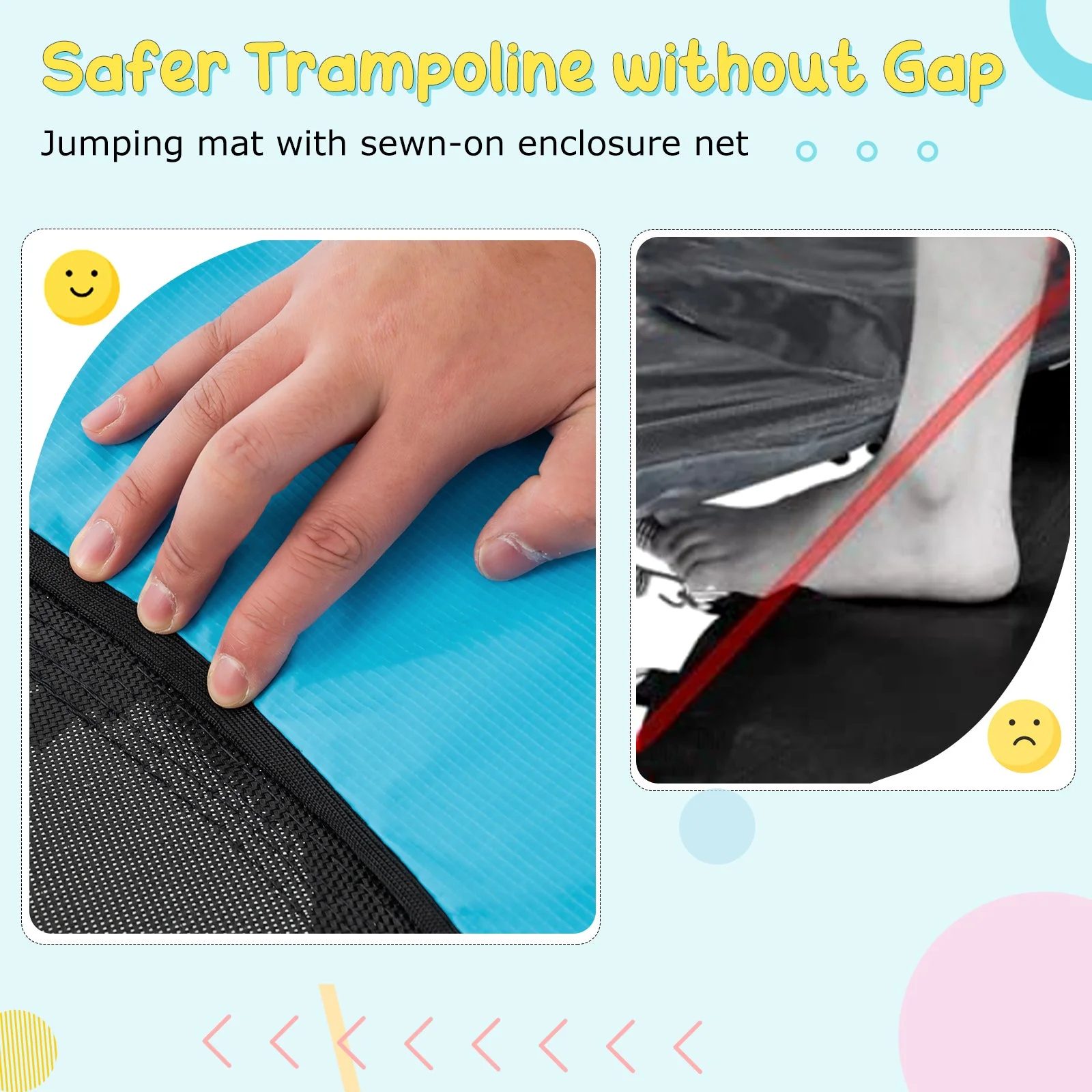 55 Inch Trampoline for Kids Toddler Mini Trampoline with Safety Enclosure Net-Blue - Image 5