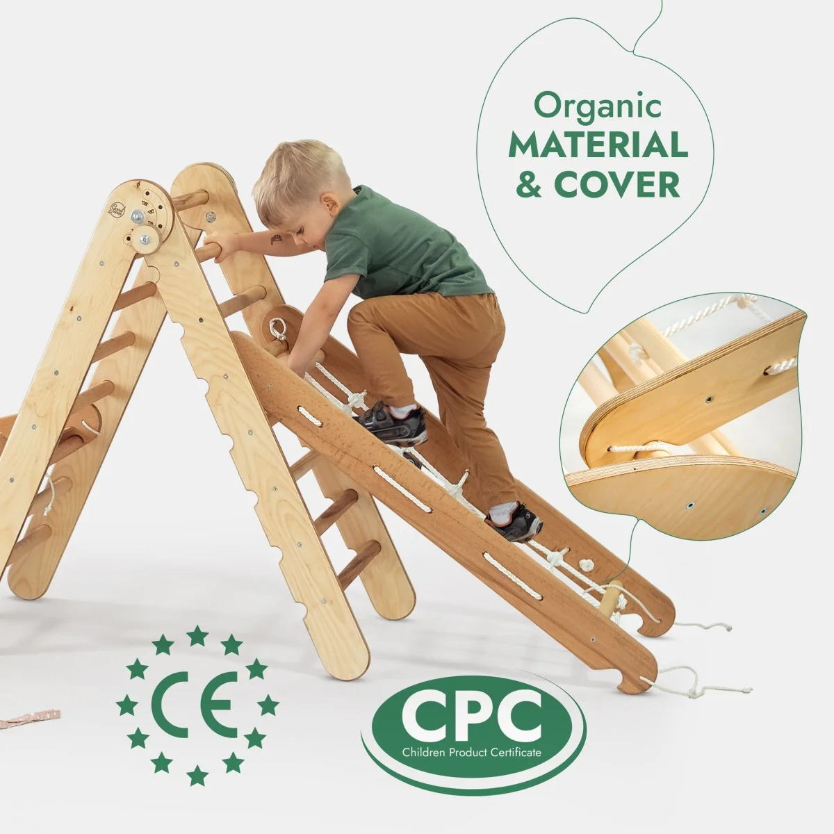 5in1 Montessori Climbing Set: Triangle Ladder + Arch/Rocker + Slide Board/Ramp + Netting rope + Cushion - Image 3