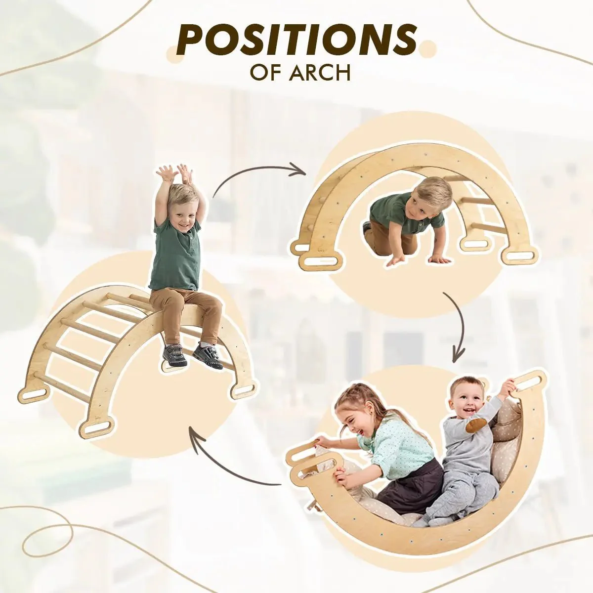 5in1 Montessori Climbing Set: Triangle Ladder + Climbing Arch + Slide Board + Climbing Net + Art Addition - Image 6