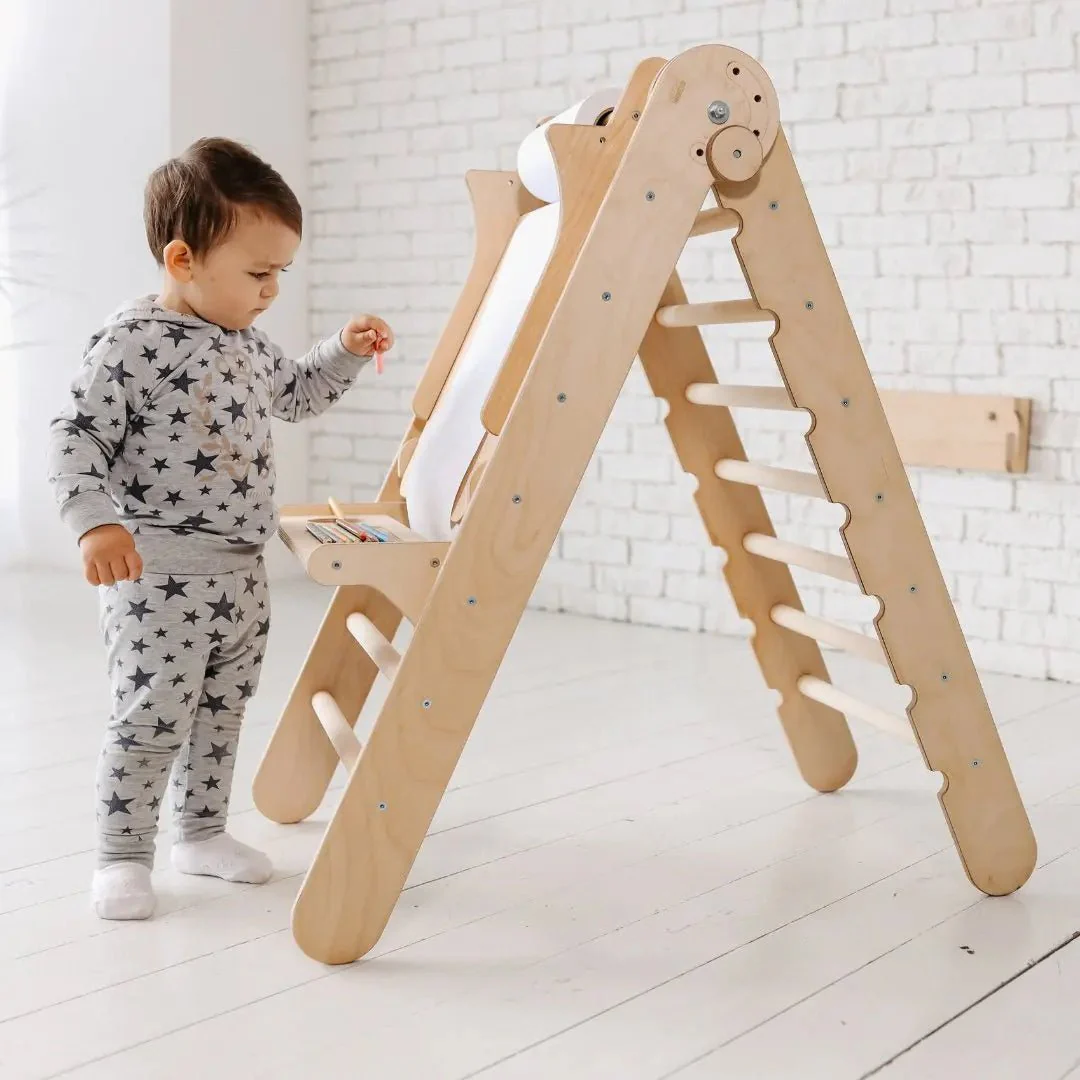 5in1 Montessori Climbing Set: Triangle Ladder + Climbing Arch + Slide Board + Climbing Net + Art Addition - Image 7