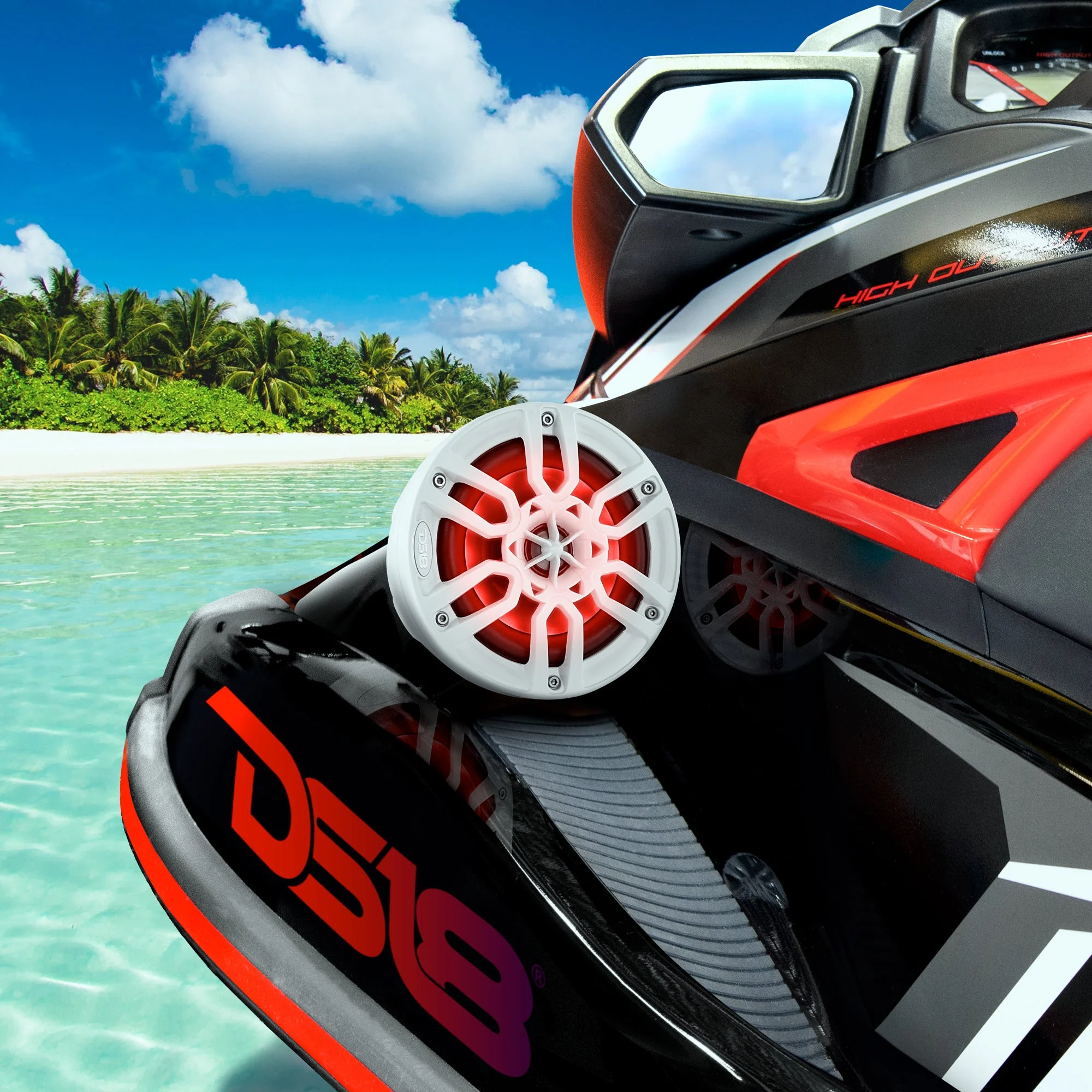 6.5" Compact Speaker Tower with Marine Amplifier, Installation Kit, and RGB LED Lights - Perfect Package for Jet Ski - Image 3