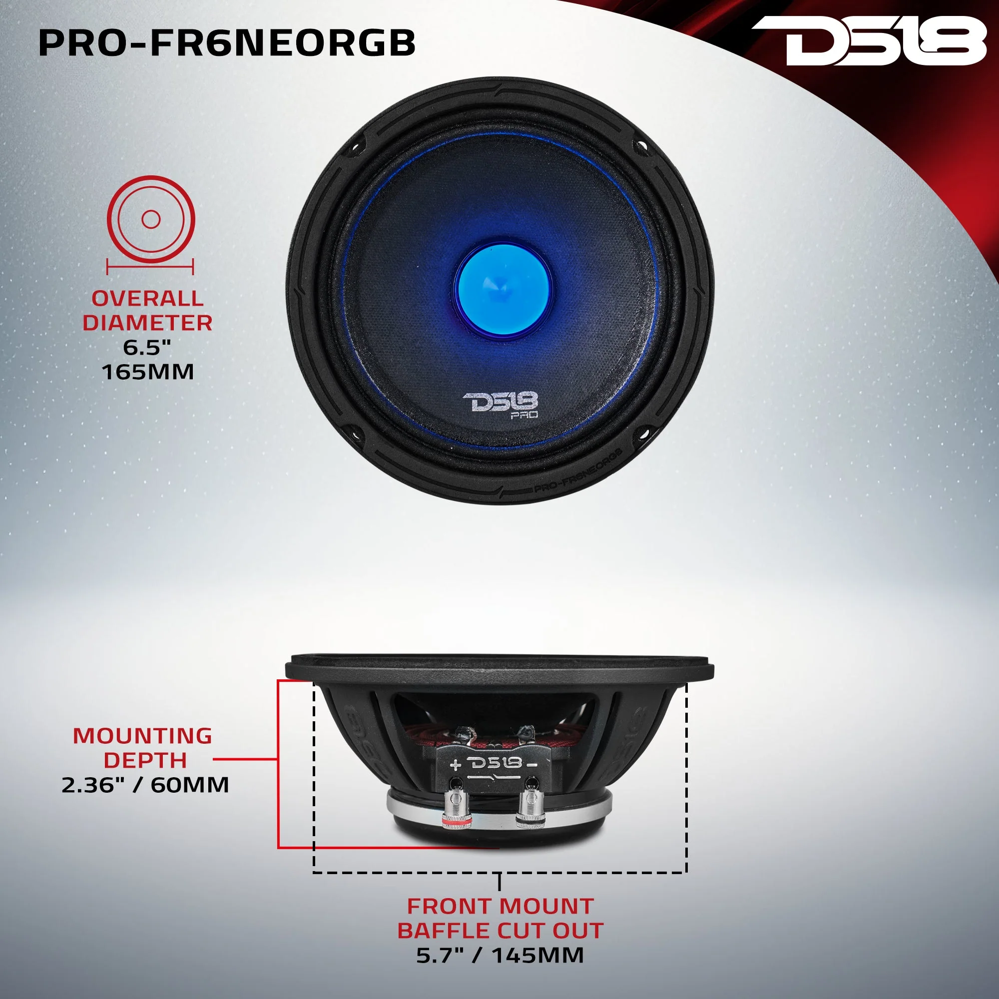 6.5" Full-Range Loudspeaker with RGB LED Bullet 225 Watts Rms Neodymium Magnet - Image 7