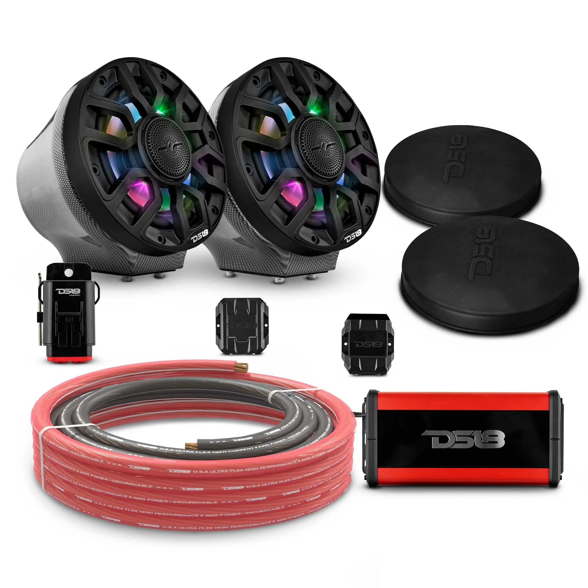 6.5" Loaded Flat Mount Speaker Pods with Amplifier, Installation Kit and Digital LED Lights, Package for Can-Am Spyder & Ryker - Image 10